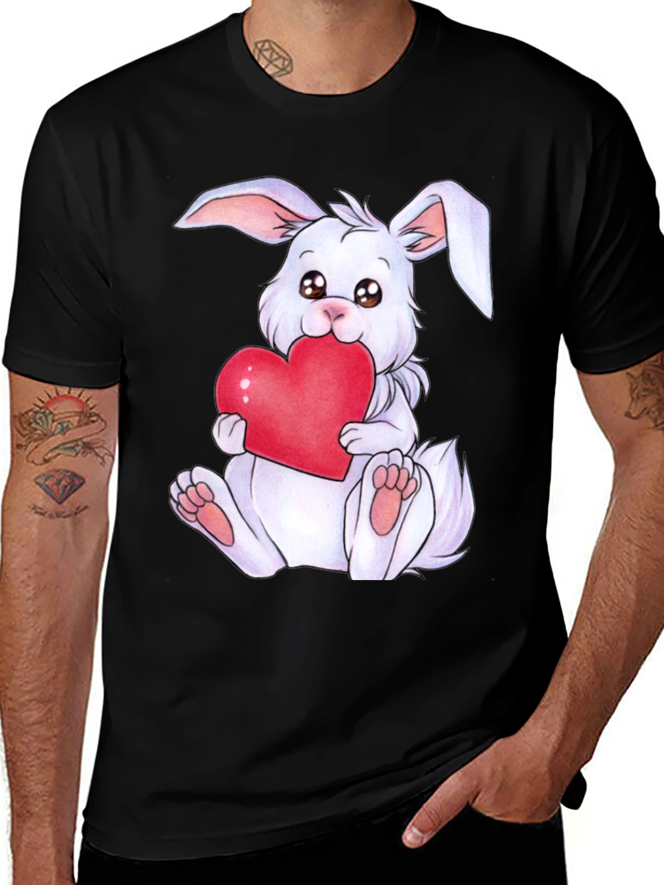 Variant 7 of Cute Bunny Heart Graphic T-Shirt
