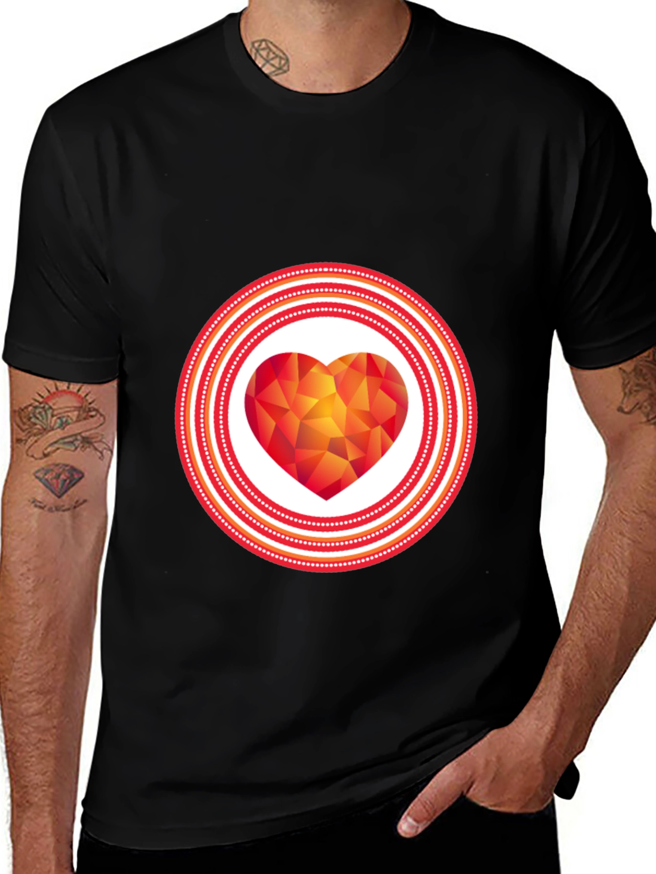 Geometric Heart Graphic Tee - Modern Love Shirt