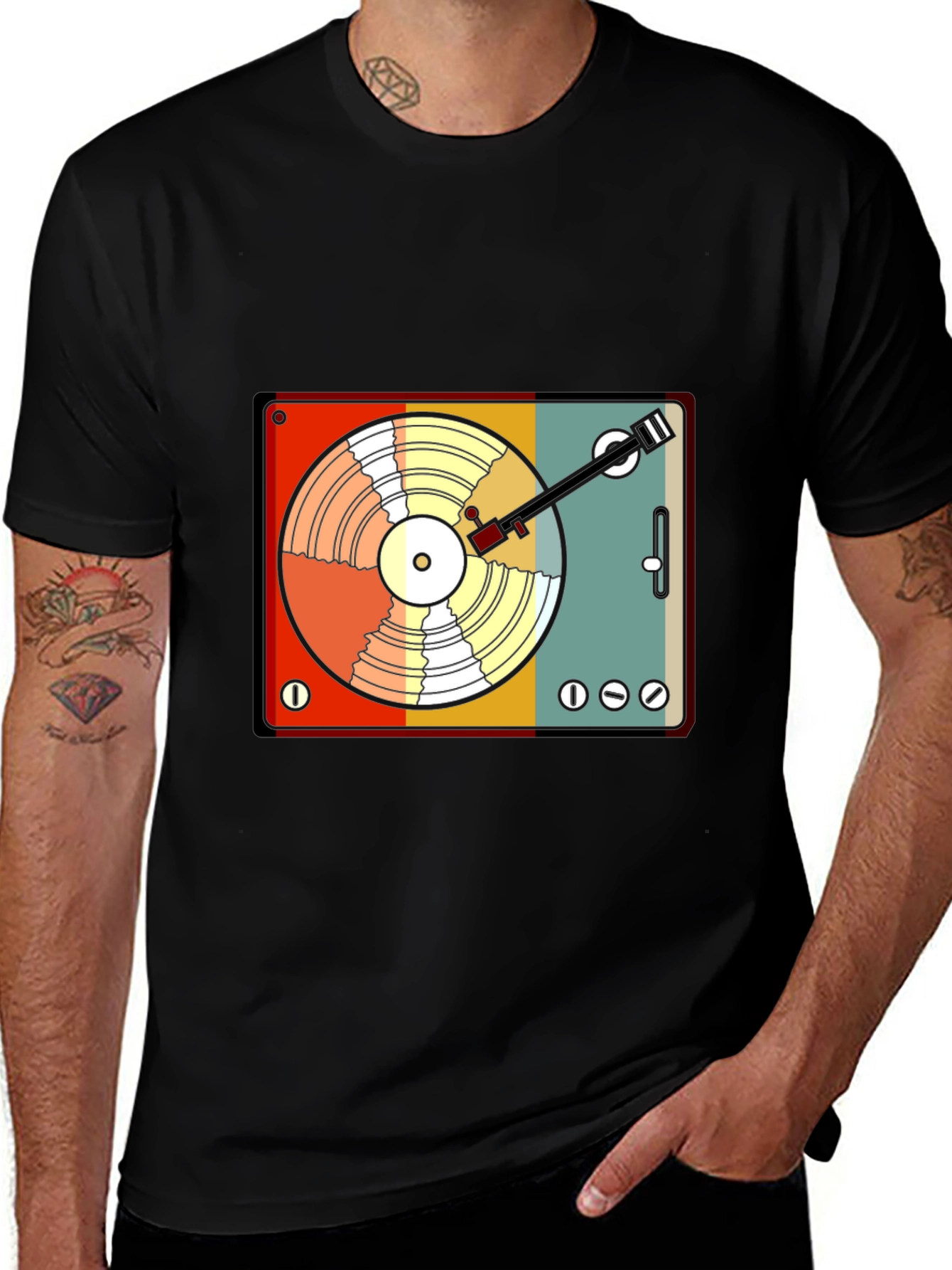 Variant 8 of Retro Turntable Graphic Tee - Vintage Style DJ Shirt