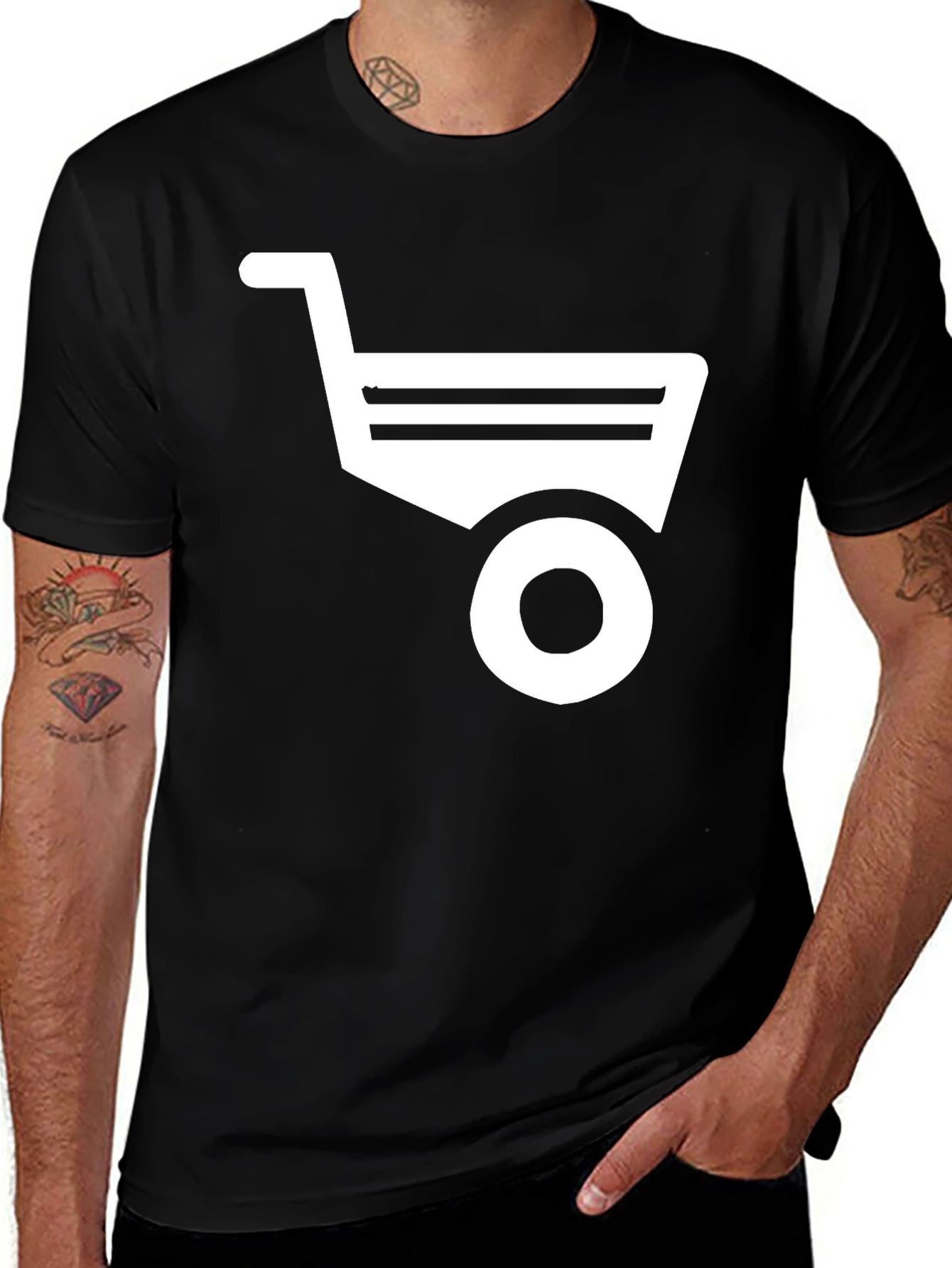 Variant 12 of Shopping Cart Graphic Tee - Black Cotton Blend