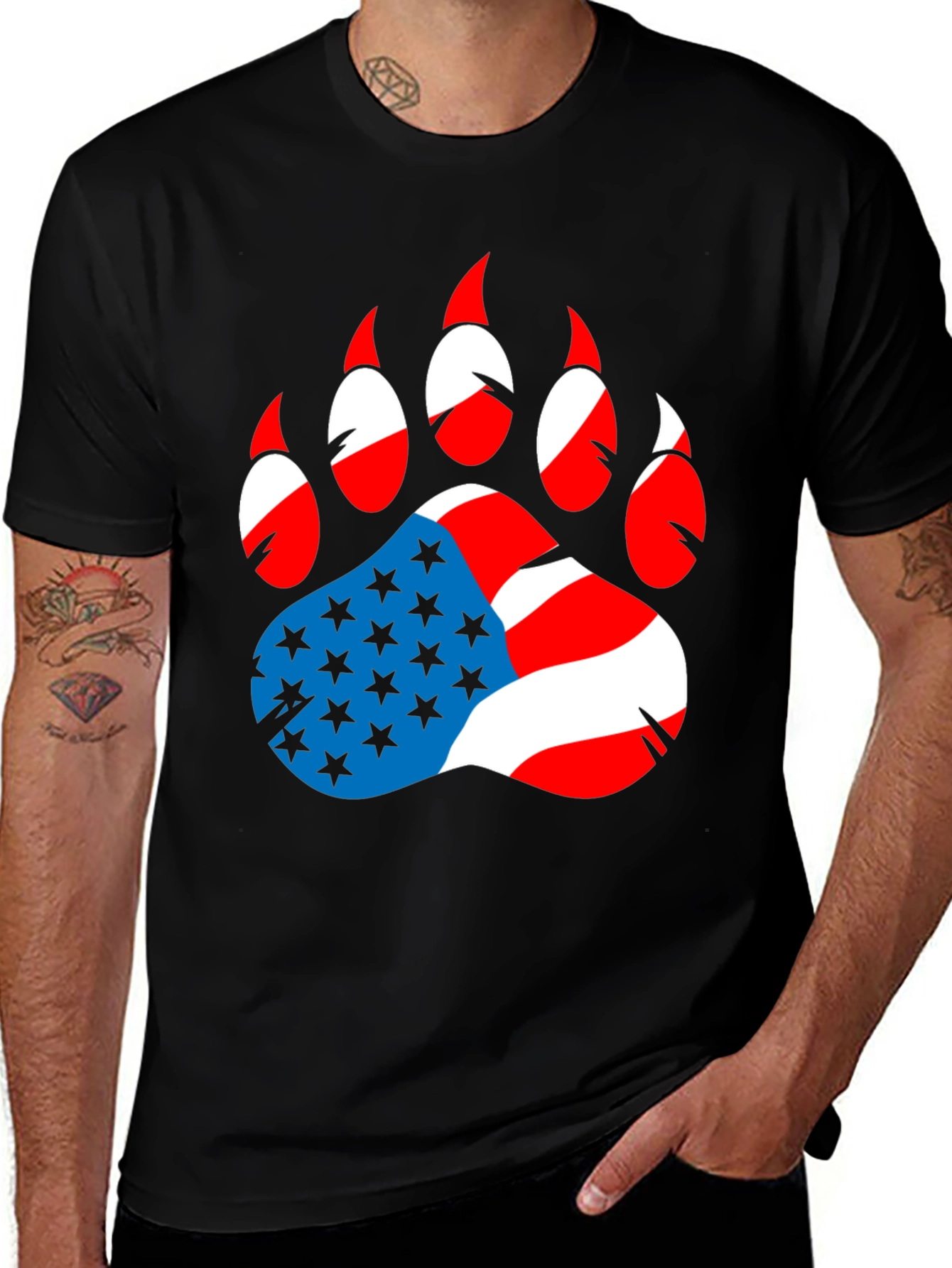 Variant 21 of American Flag Bear Paw Print T-Shirt