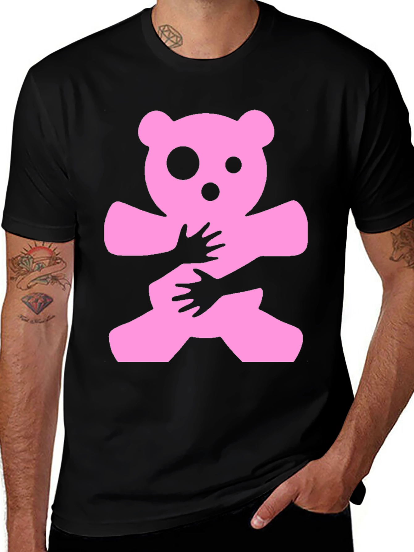 Variant 7 of Pink Teddy Bear Hug Graphic T-Shirt
