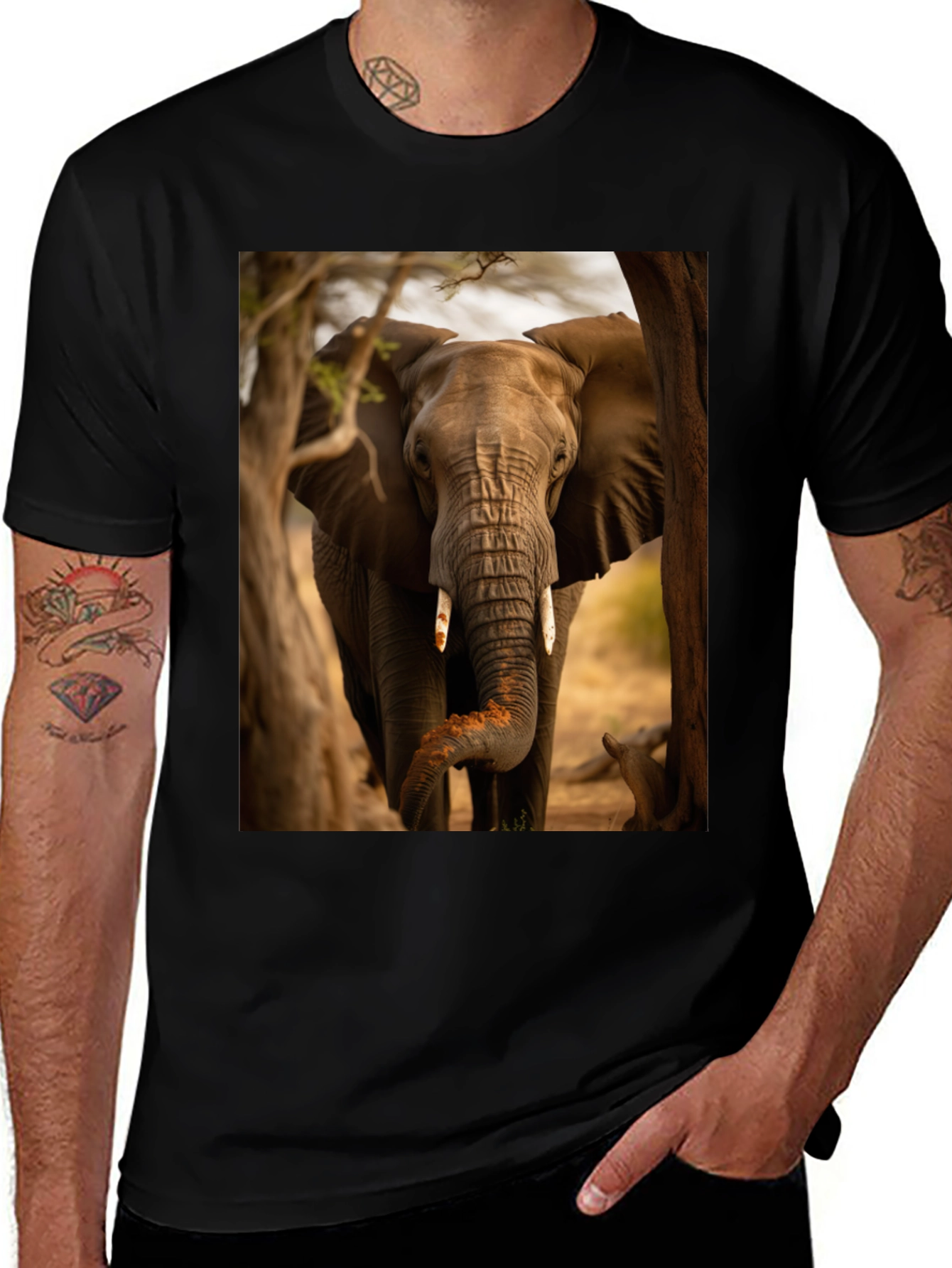 Variant 28 of Elephant Graphic Tee - Wildlife Safari Style Shirt