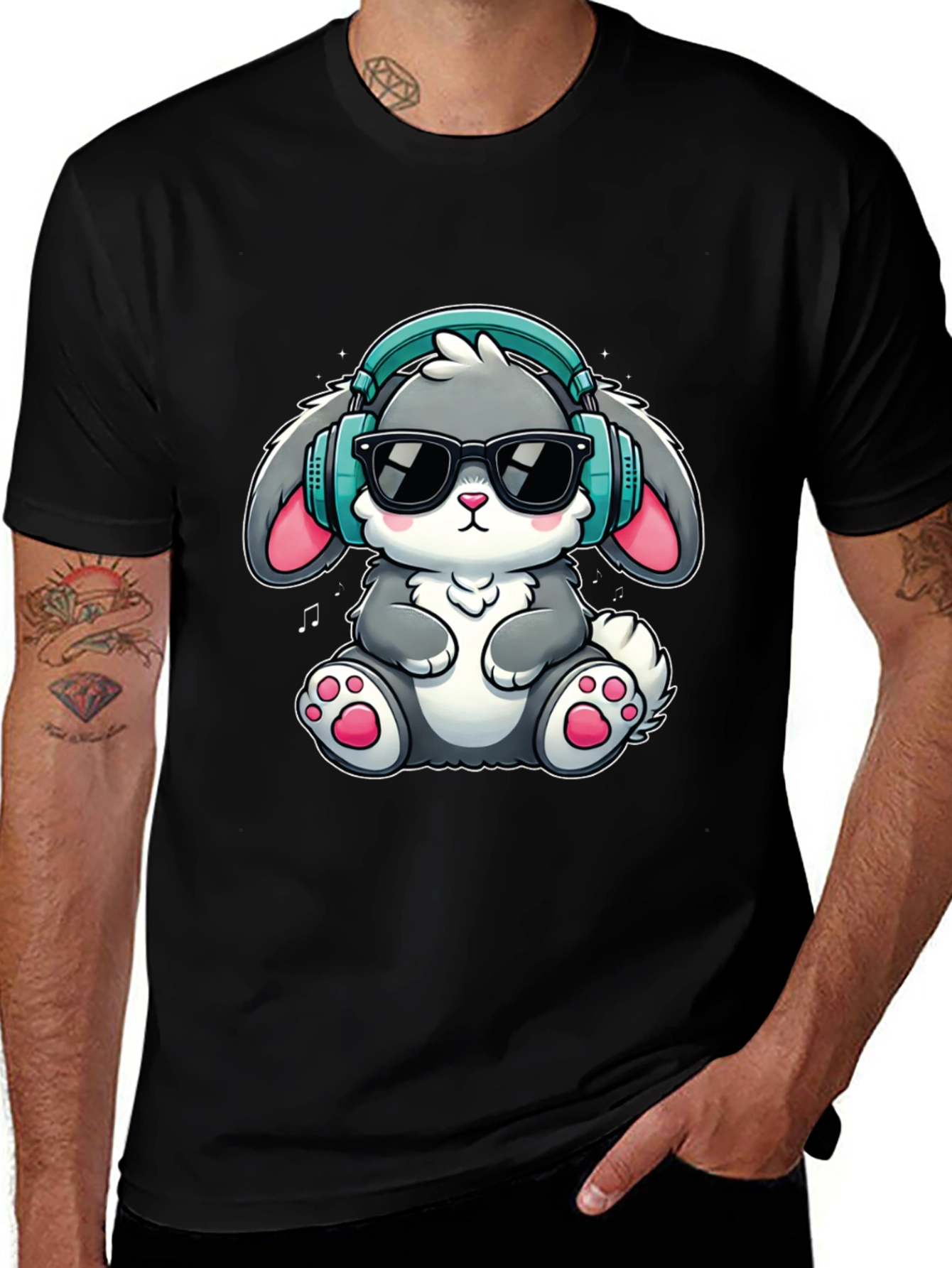 Variant 12 of Cool Bunny Tee: Cartoon Rabbit with Headphones T-Shirt
