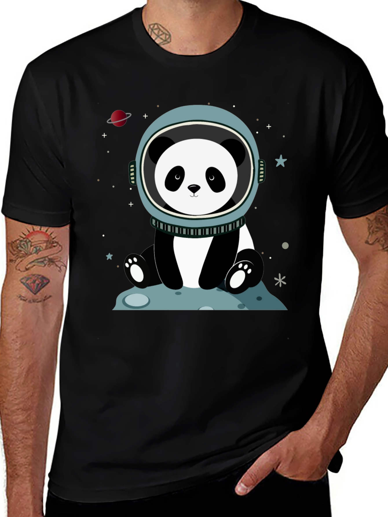 Variant 17 of Astronaut Panda Graphic Tee - Space Lover Shirt