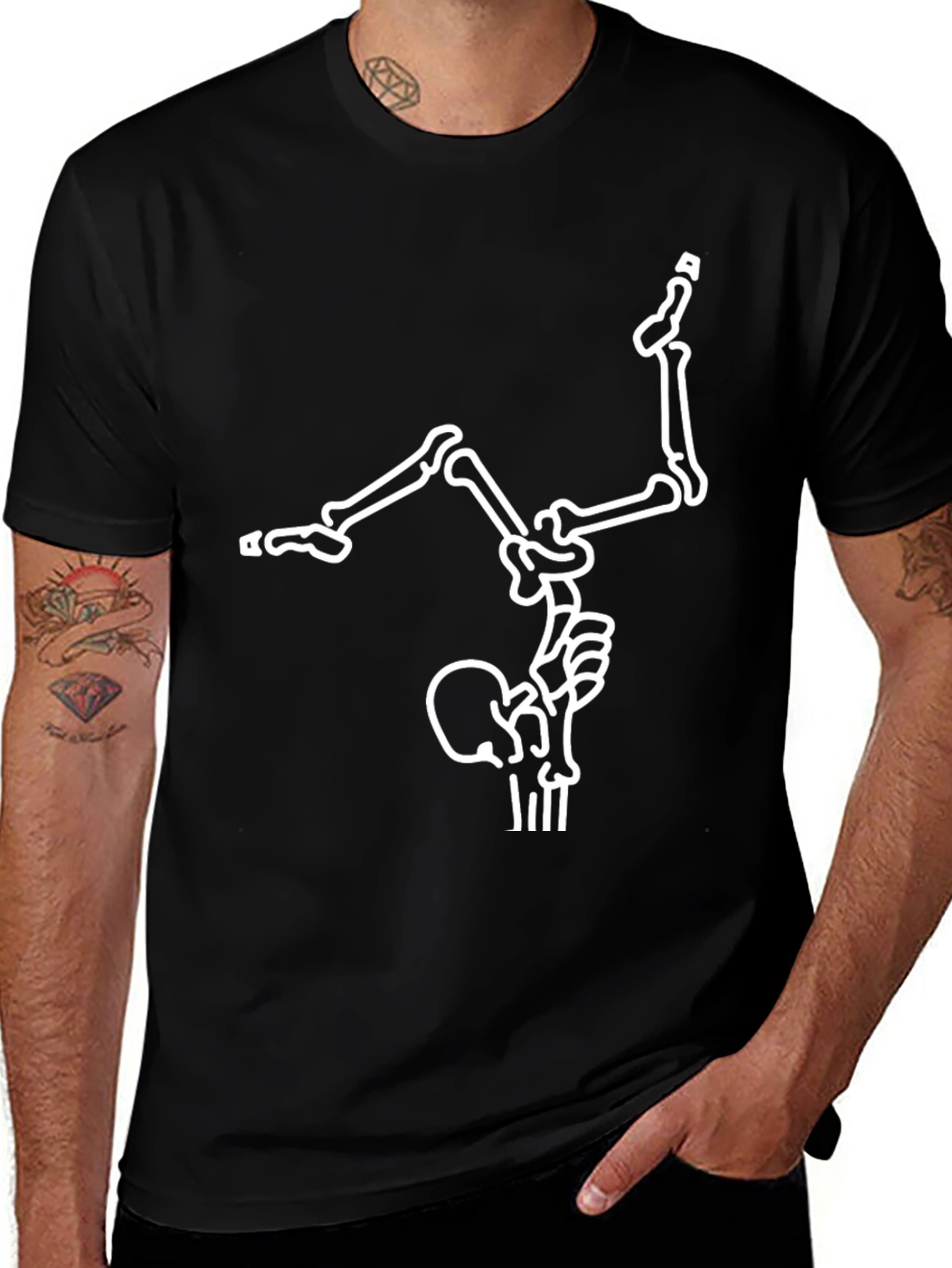 Variant 10 of Skeleton Handstand Black T-Shirt