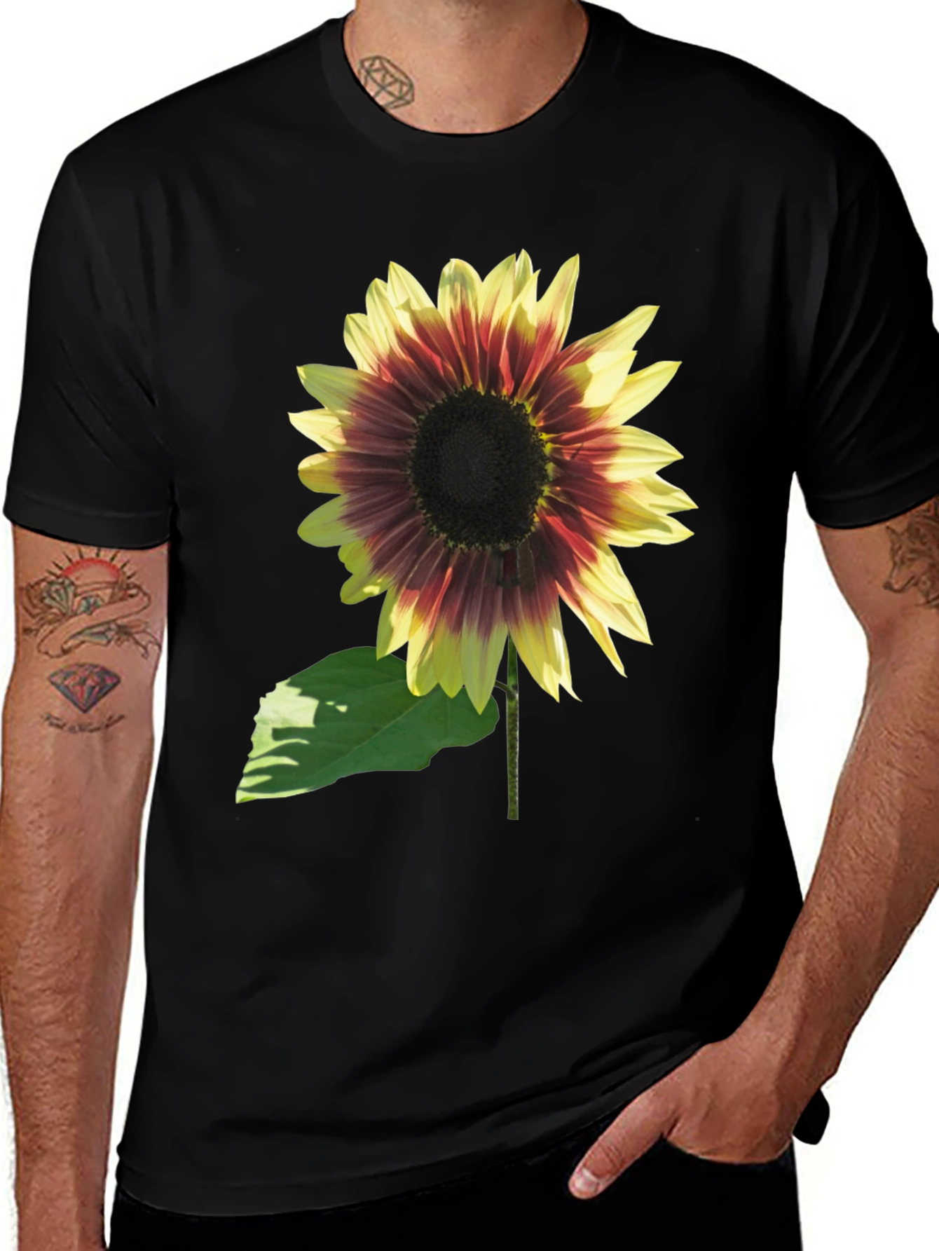 Variant 29 of Sunflower Graphic Tee - Black Cotton Blend