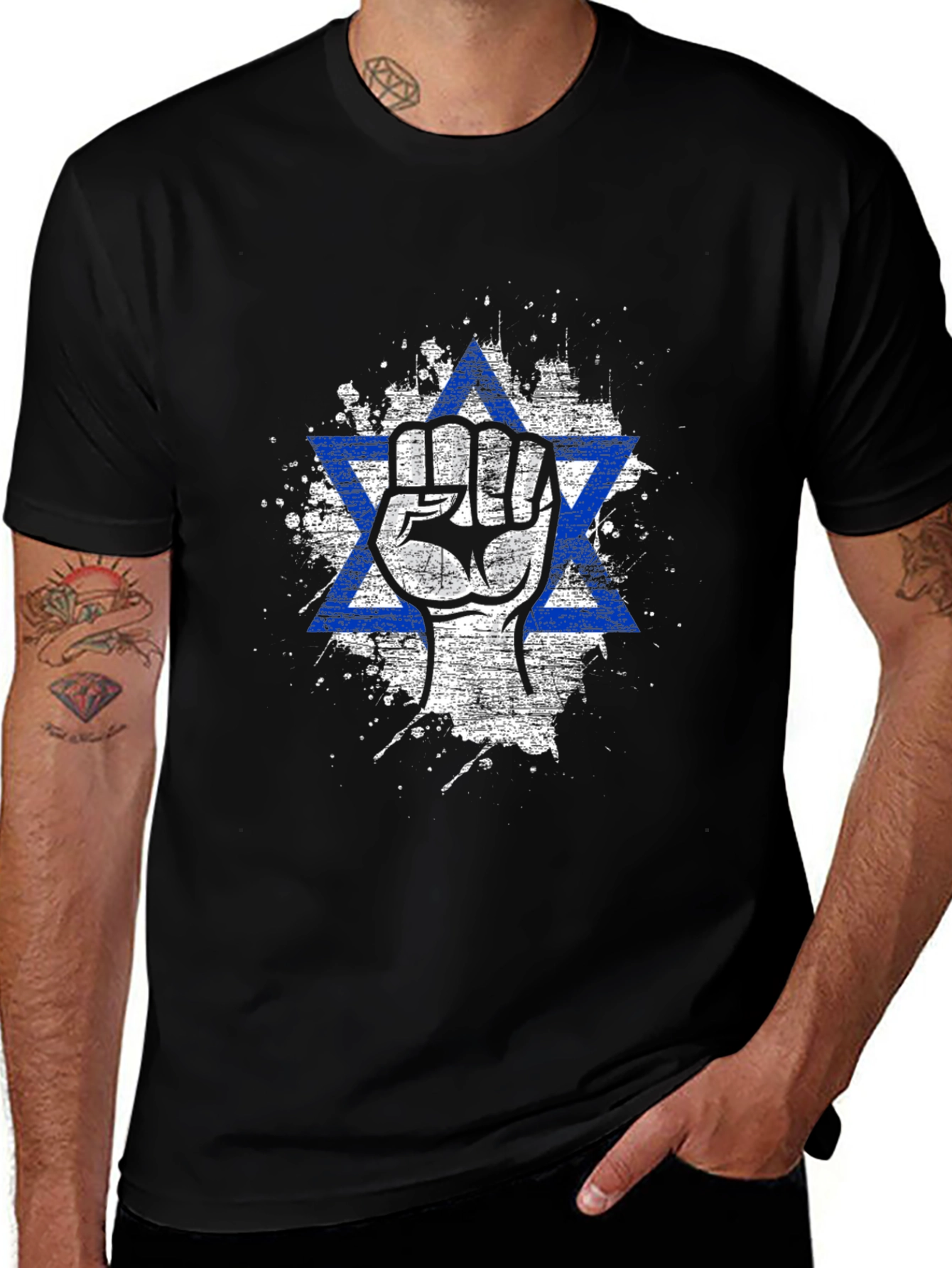 Variant 29 of Star of David Fist Graphic Tee - Black