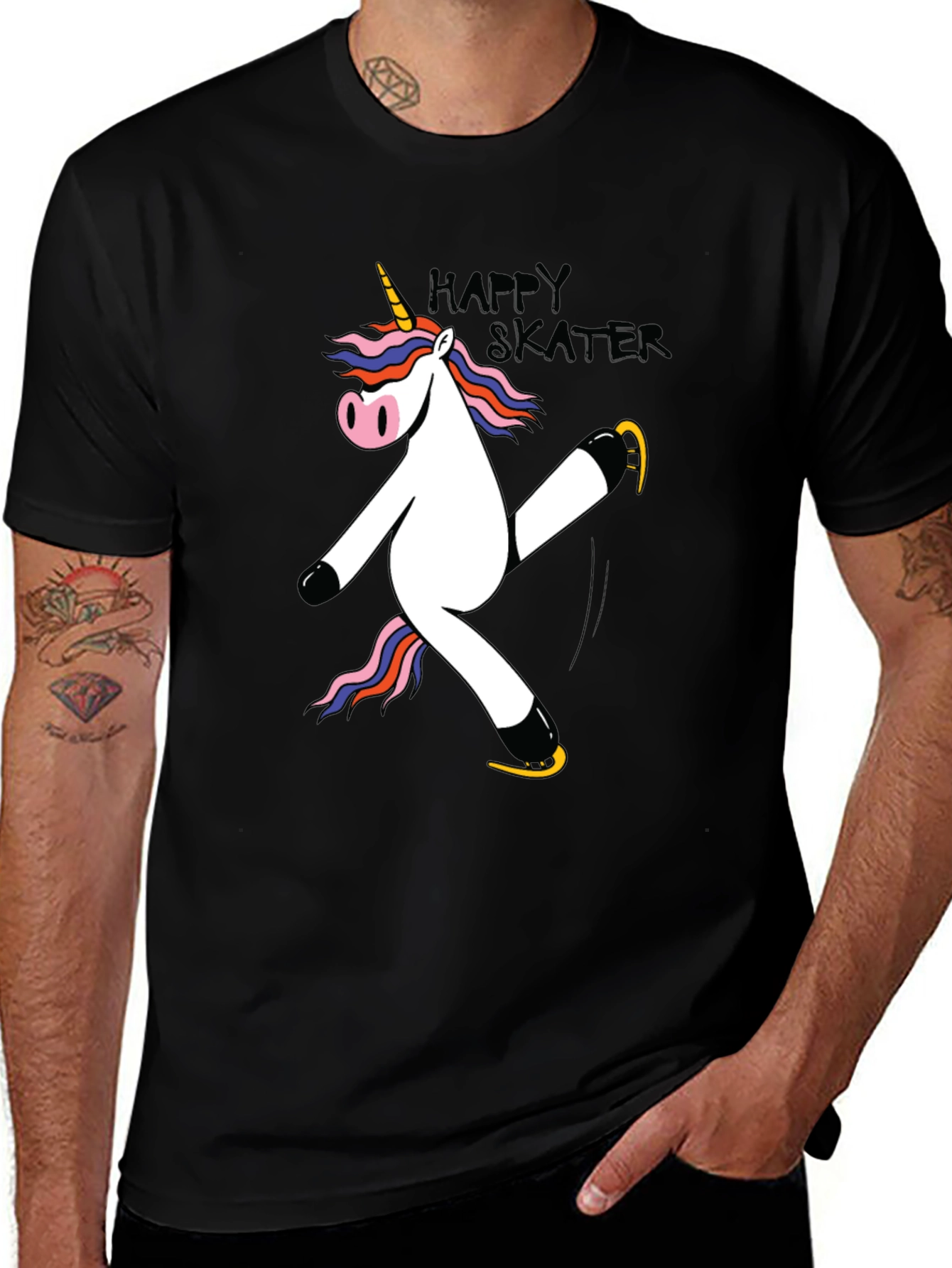 Variant 26 of Unicorn Skater Black Graphic T-Shirt