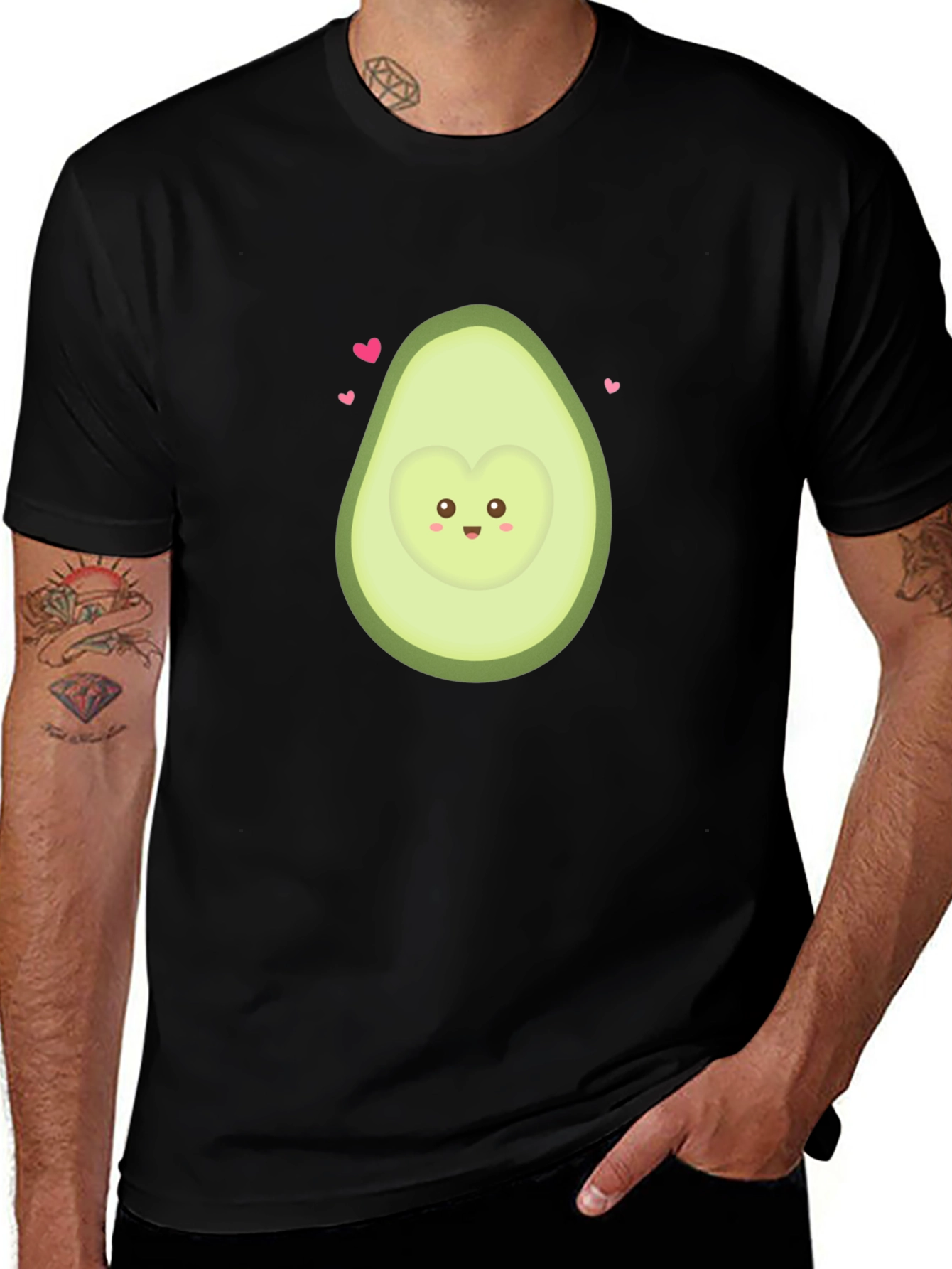 Variant 4 of Avocado Heart Graphic T-Shirt - Cute Kawaii Style