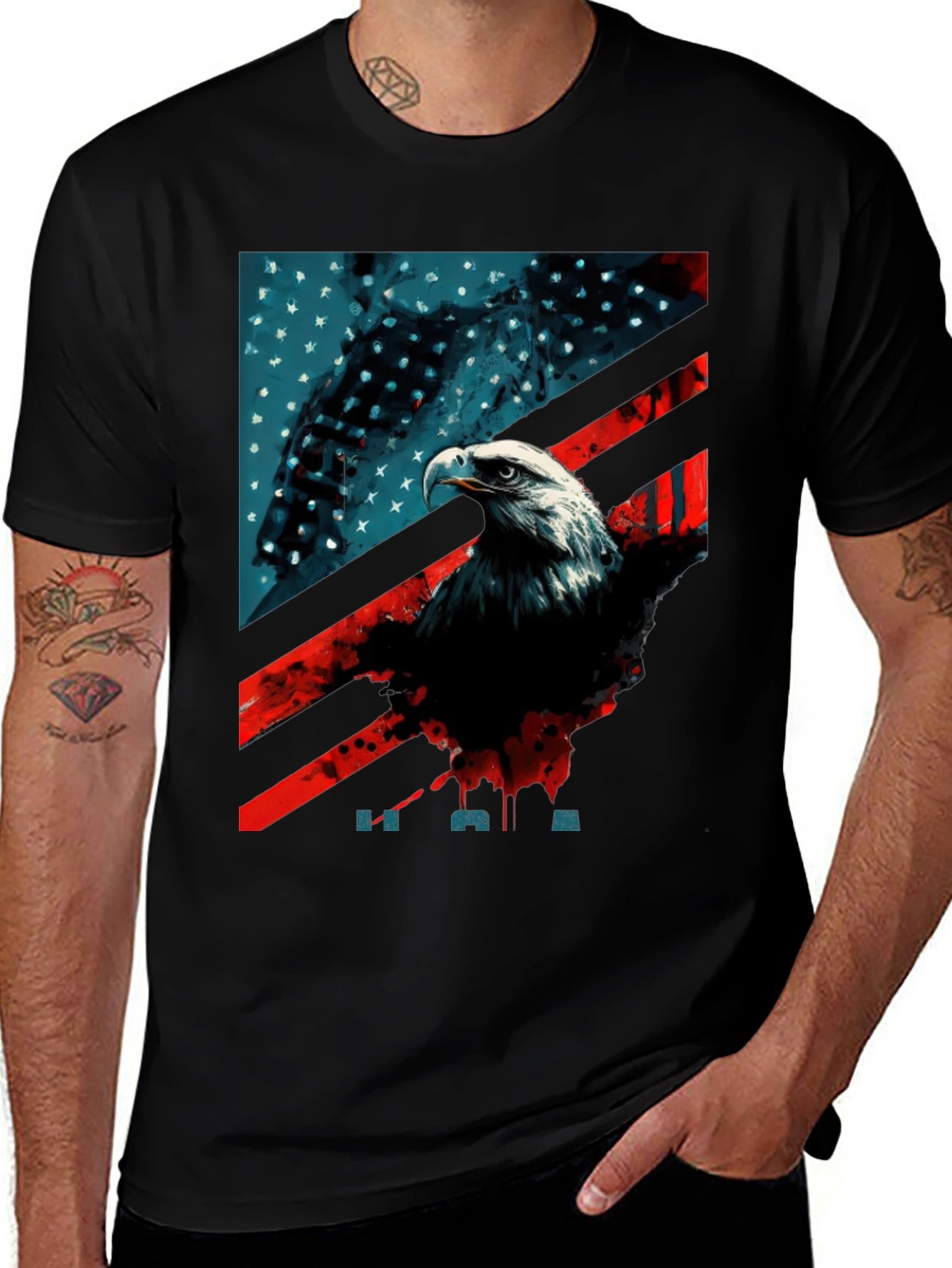 Variant 24 of Patriotic Eagle Graphic T-Shirt - American Flag Tee