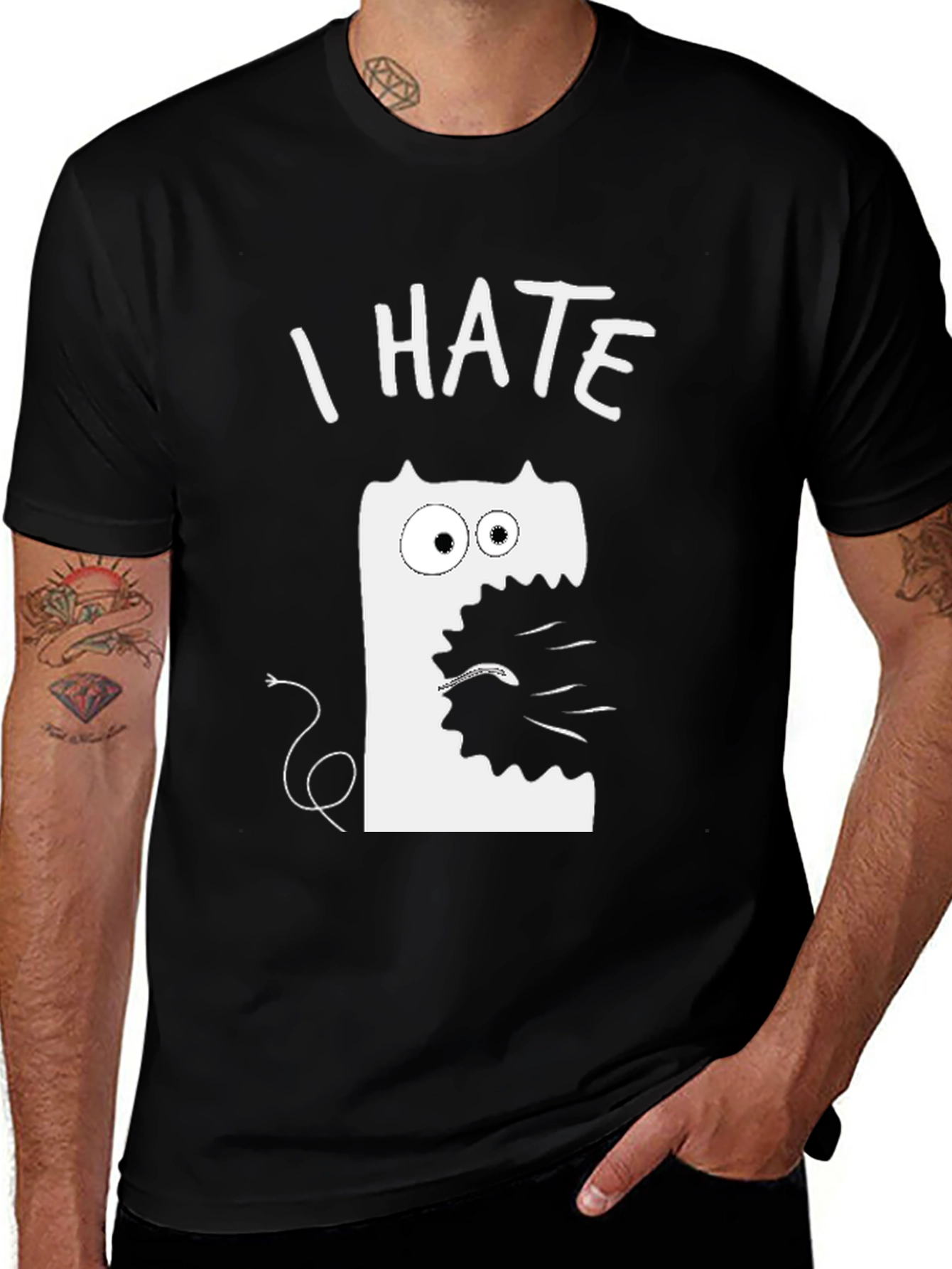 Variant 17 of I Hate Spaghetti Monster Graphic Tee - Black Cotton T-Shirt