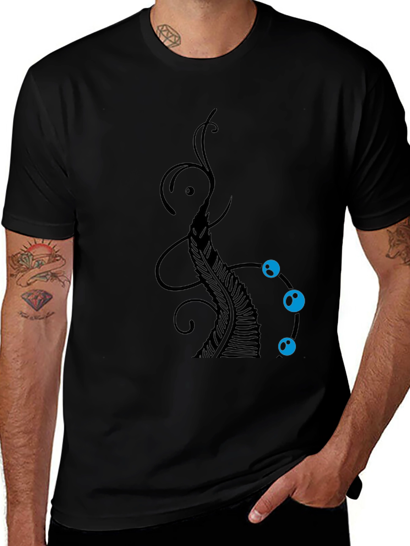 Variant 21 of Abstract Plant Graphic Black T-Shirt