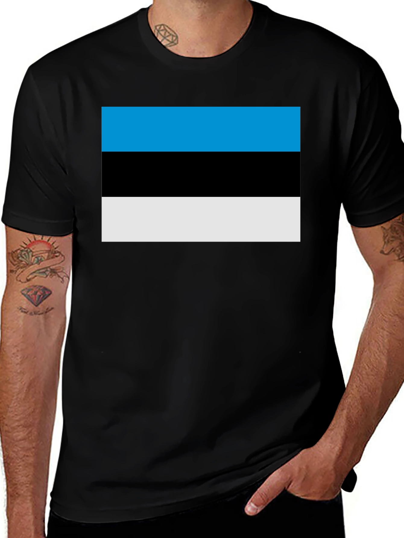 Estonia Flag T-Shirt - Black Cotton Tee