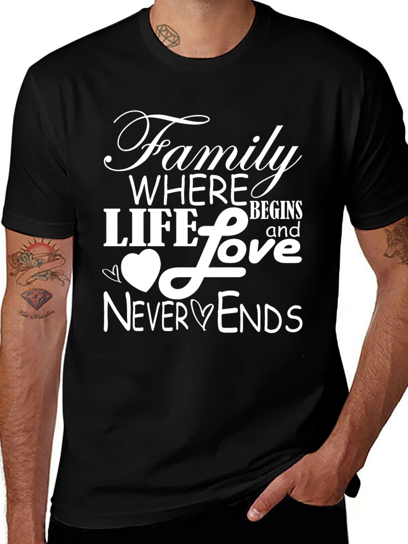 Variant 16 of Family Love T-Shirt - Where Life Begins & Never Ends
