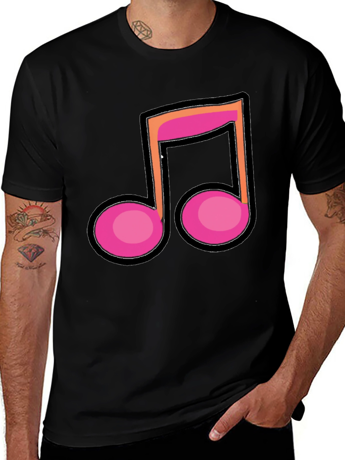 Variant 22 of Musical Note Graphic Tee - Black Short Sleeve