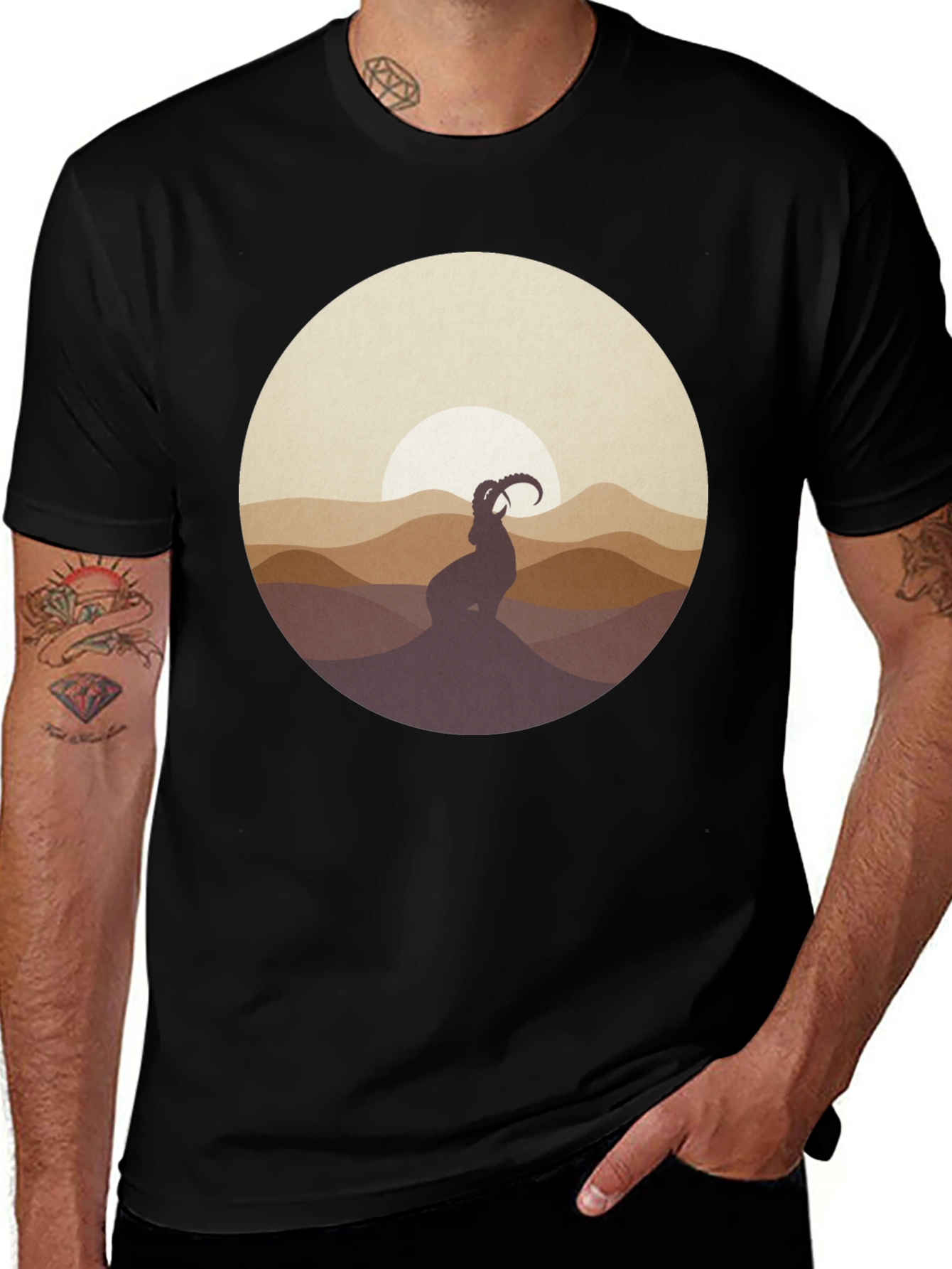 Variant 4 of Mountain Goat Silhouette T-Shirt - Black