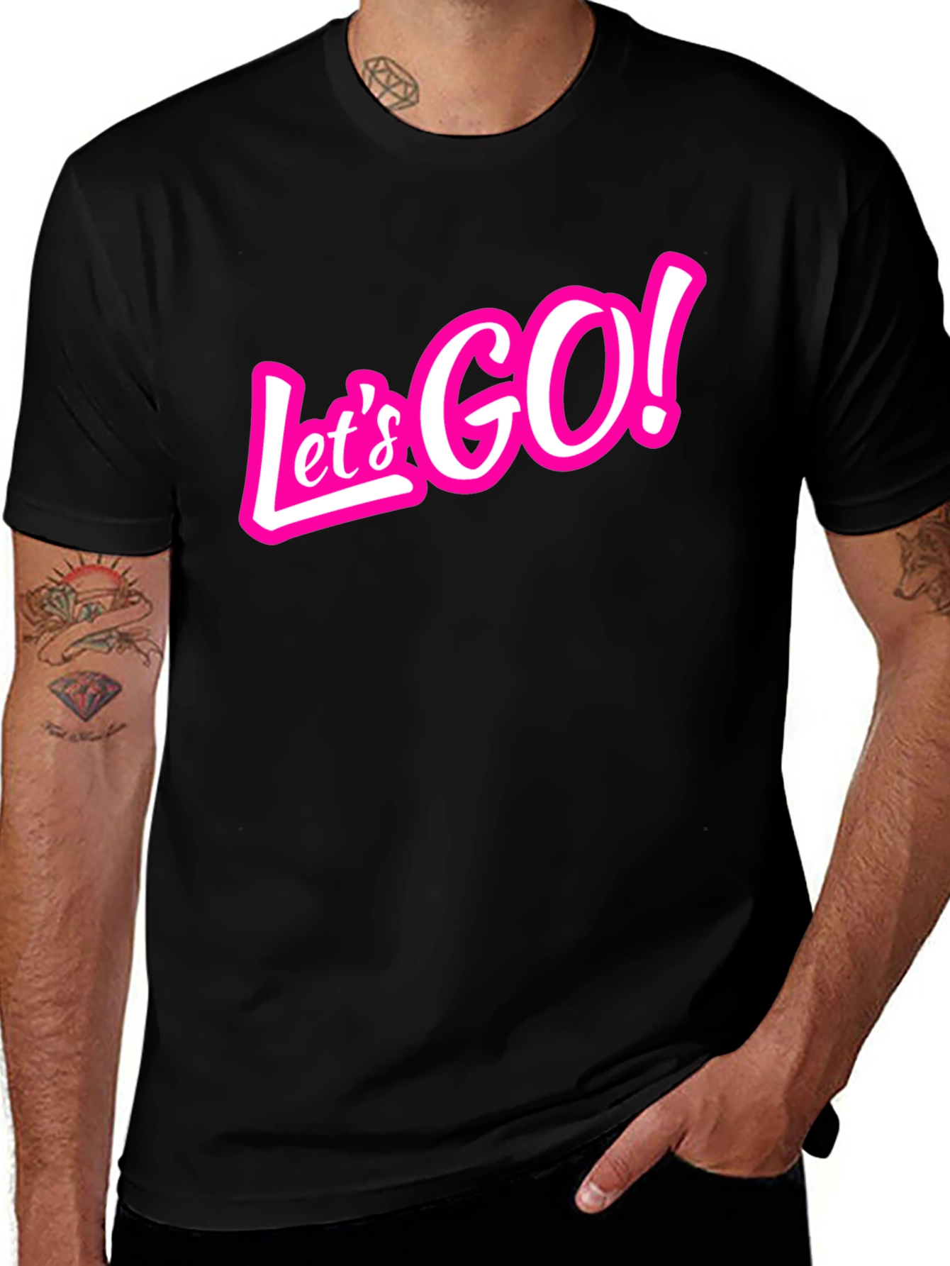 Let's Go! Graphic Print T-Shirt - Black