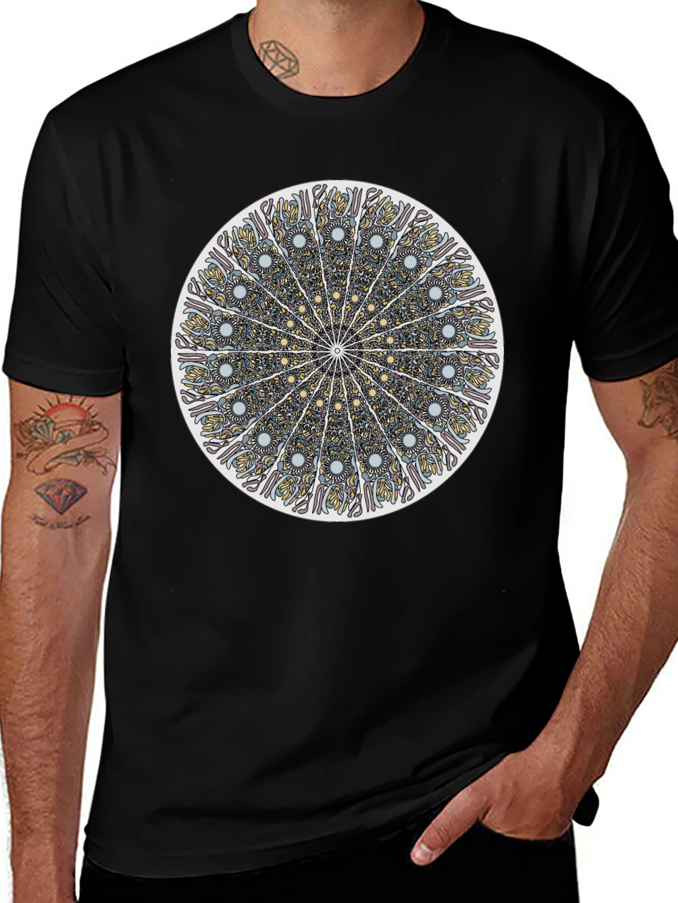 Variant 4 of Mandala Graphic Tee - Black Cotton Casual Shirt