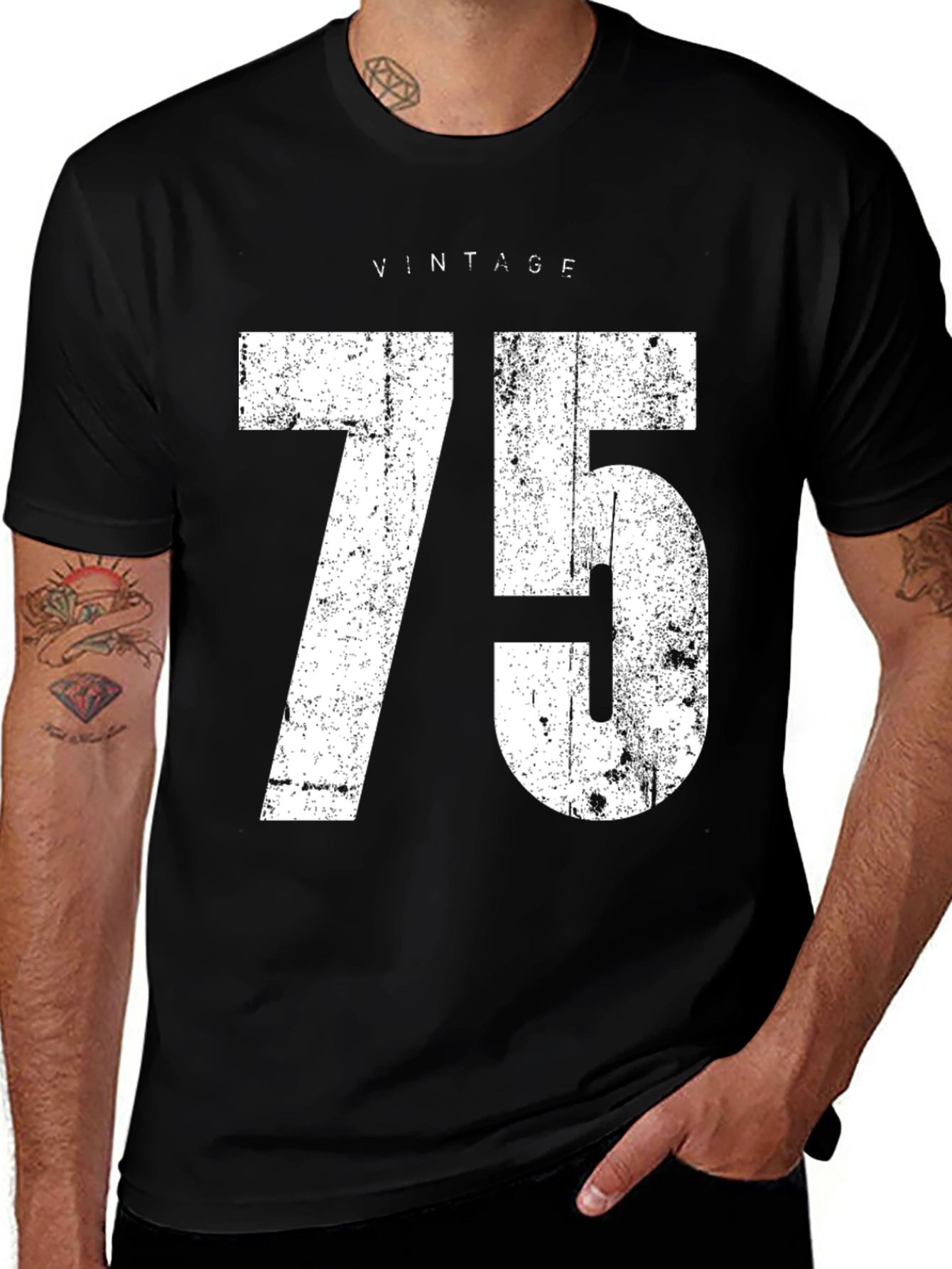 Variant 18 of Vintage 75 Graphic Tee - Distressed Style