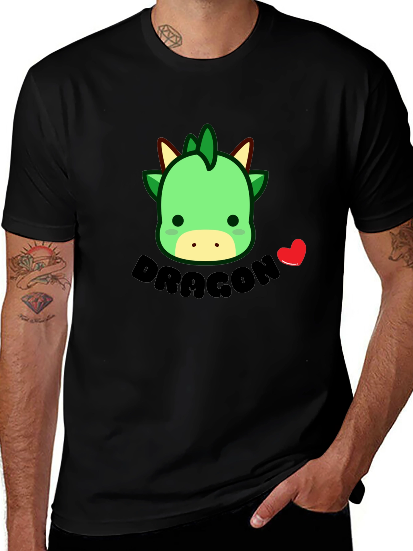 Variant 19 of Cute Dragon Graphic Black T-Shirt