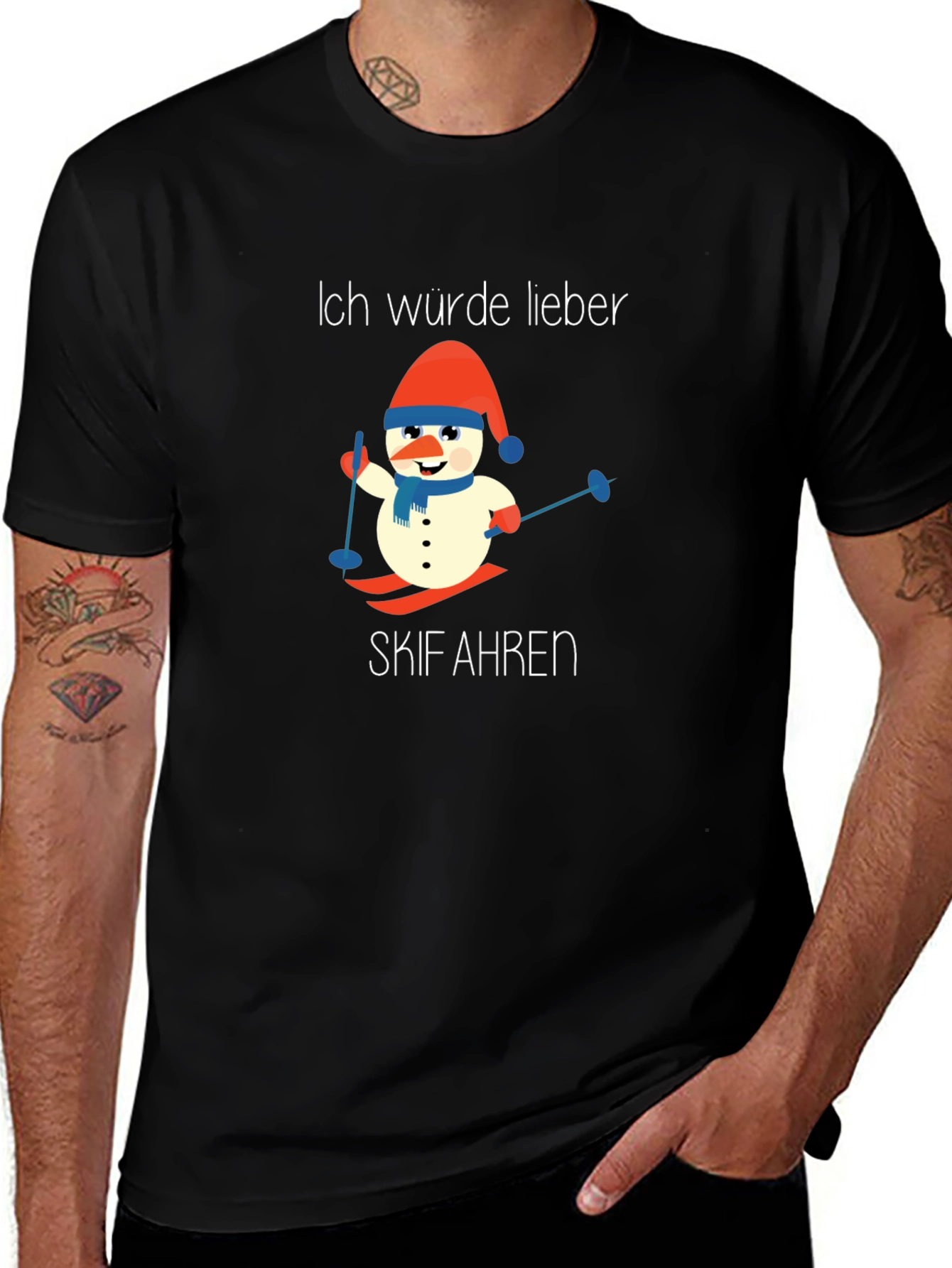 Variant 27 of Skiing Snowman Graphic T-Shirt