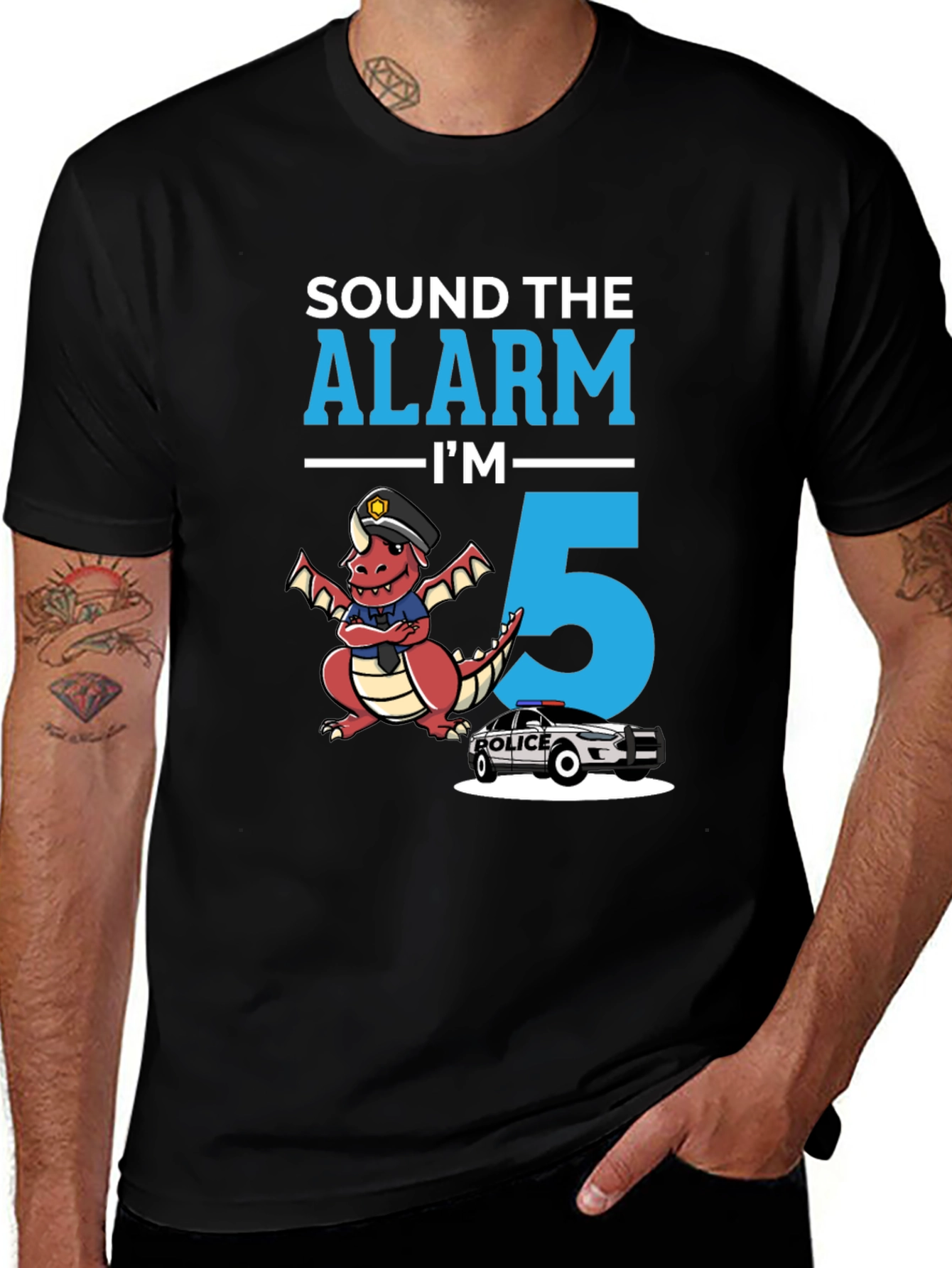 Black Sound the Alarm I'm 5 T-Shirt main image