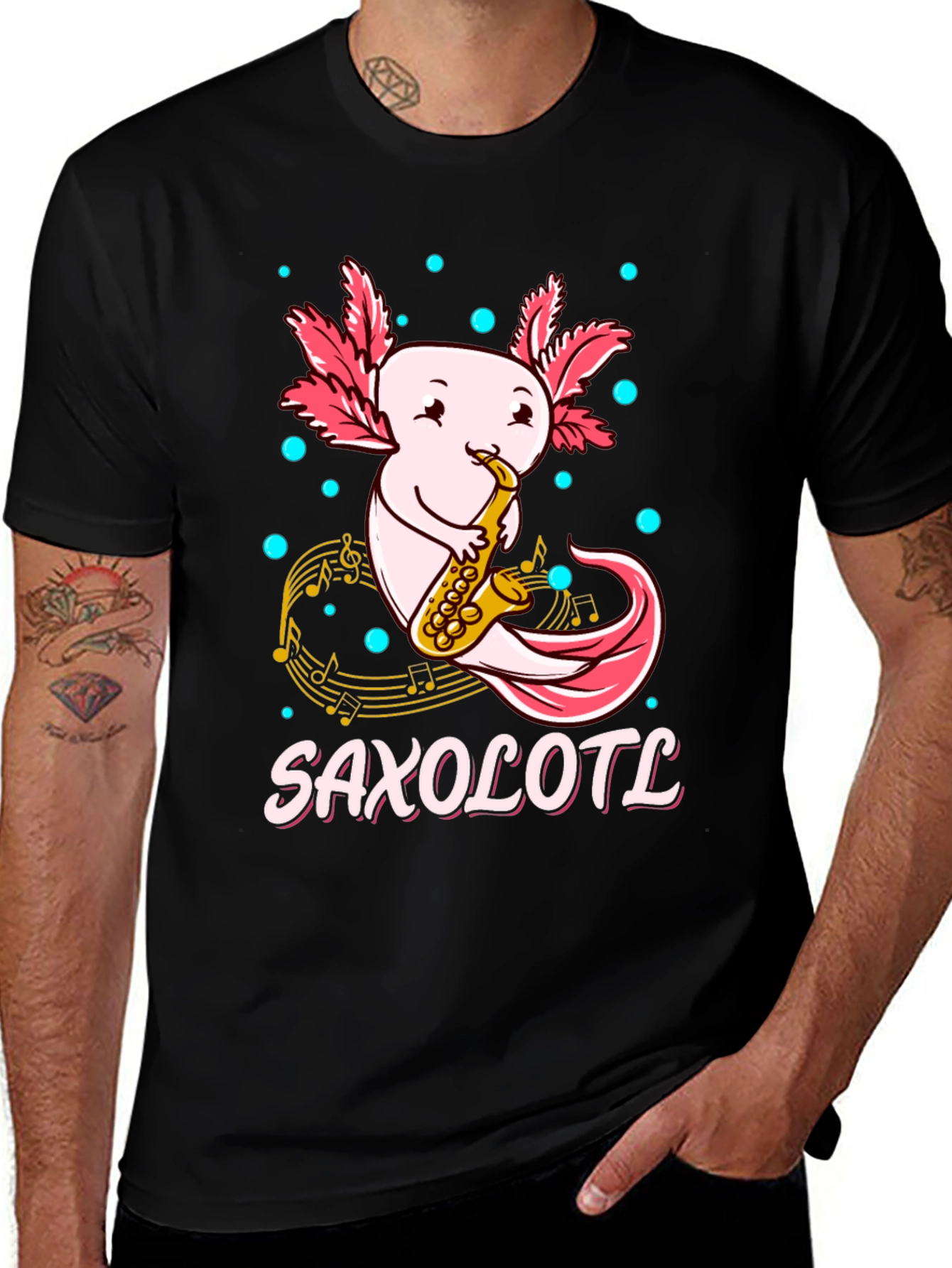Variant 19 of Saxolotl T-Shirt - Cute Axolotl Saxophone Player Tee