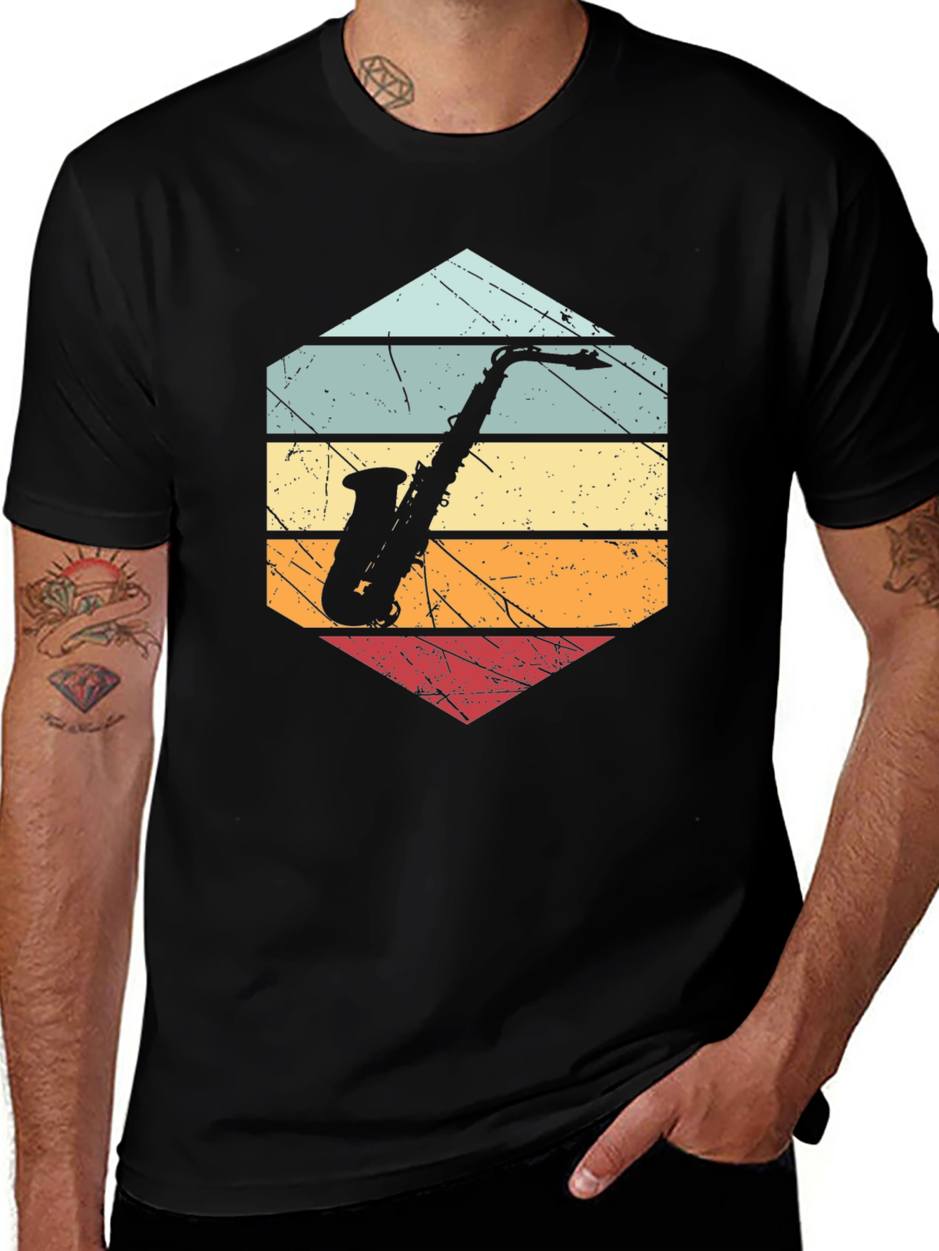 Variant 16 of Retro Saxophone T-Shirt - Vintage Style Musical Tee