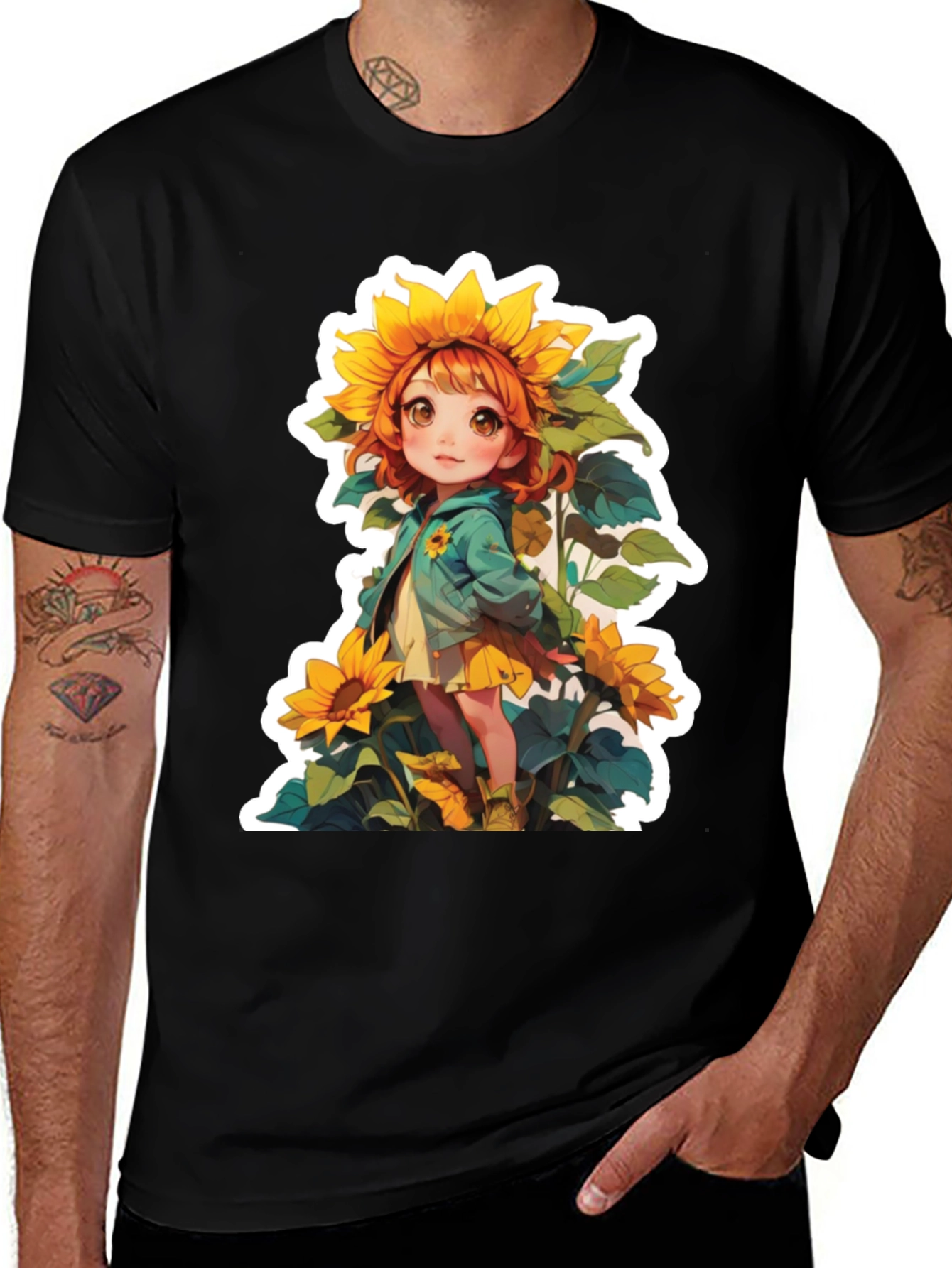 Variant 18 of Sunflower Girl Graphic Tee - Cute Anime Style