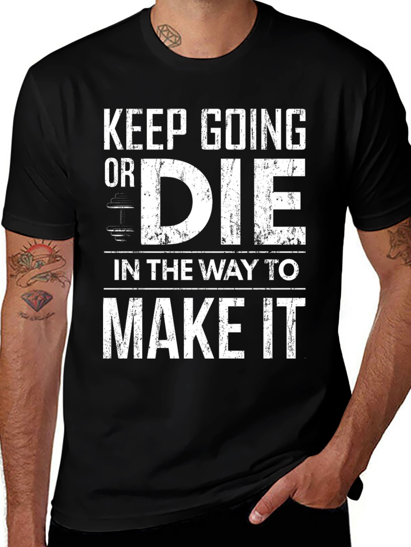 Variant 12 of Keep Going Motivational Black T-Shirt