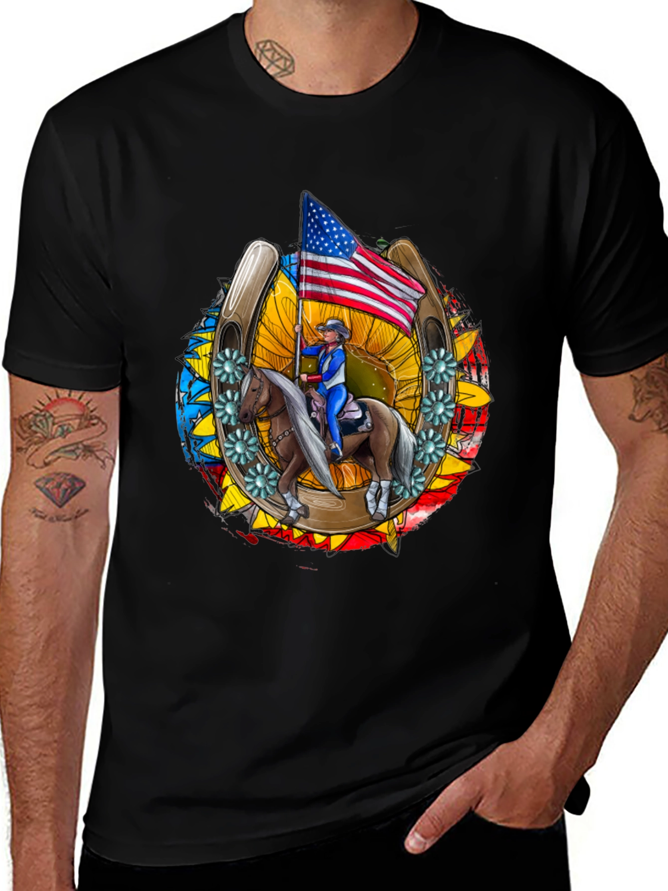 Variant 21 of Patriotic Horse Rider Graphic Tee