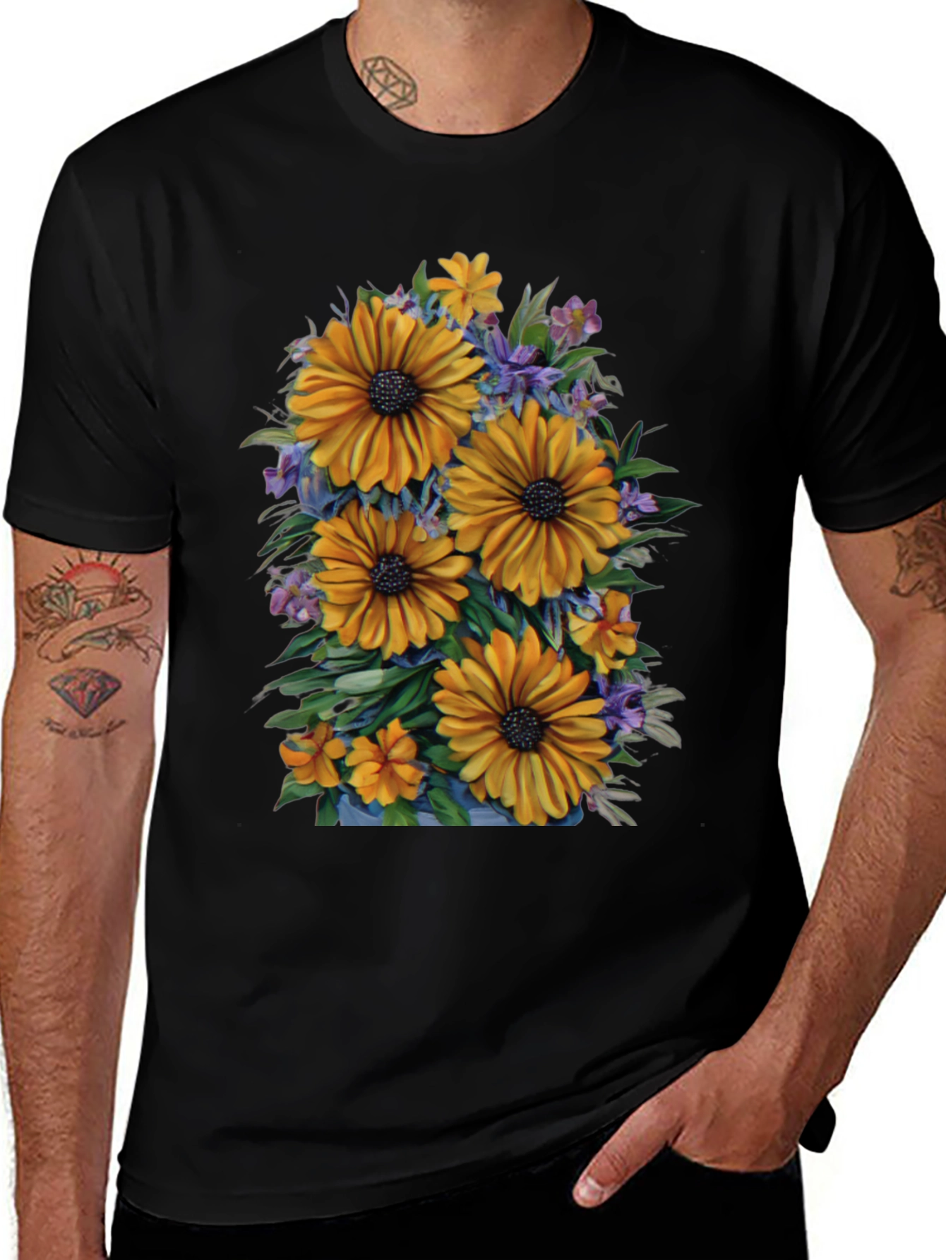 Variant 9 of Sunflower Graphic Tee - Stylish Floral Design