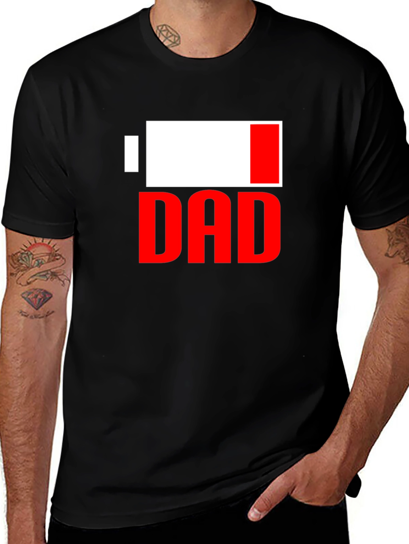Variant 5 of Dad Low Battery Funny Graphic T-Shirt