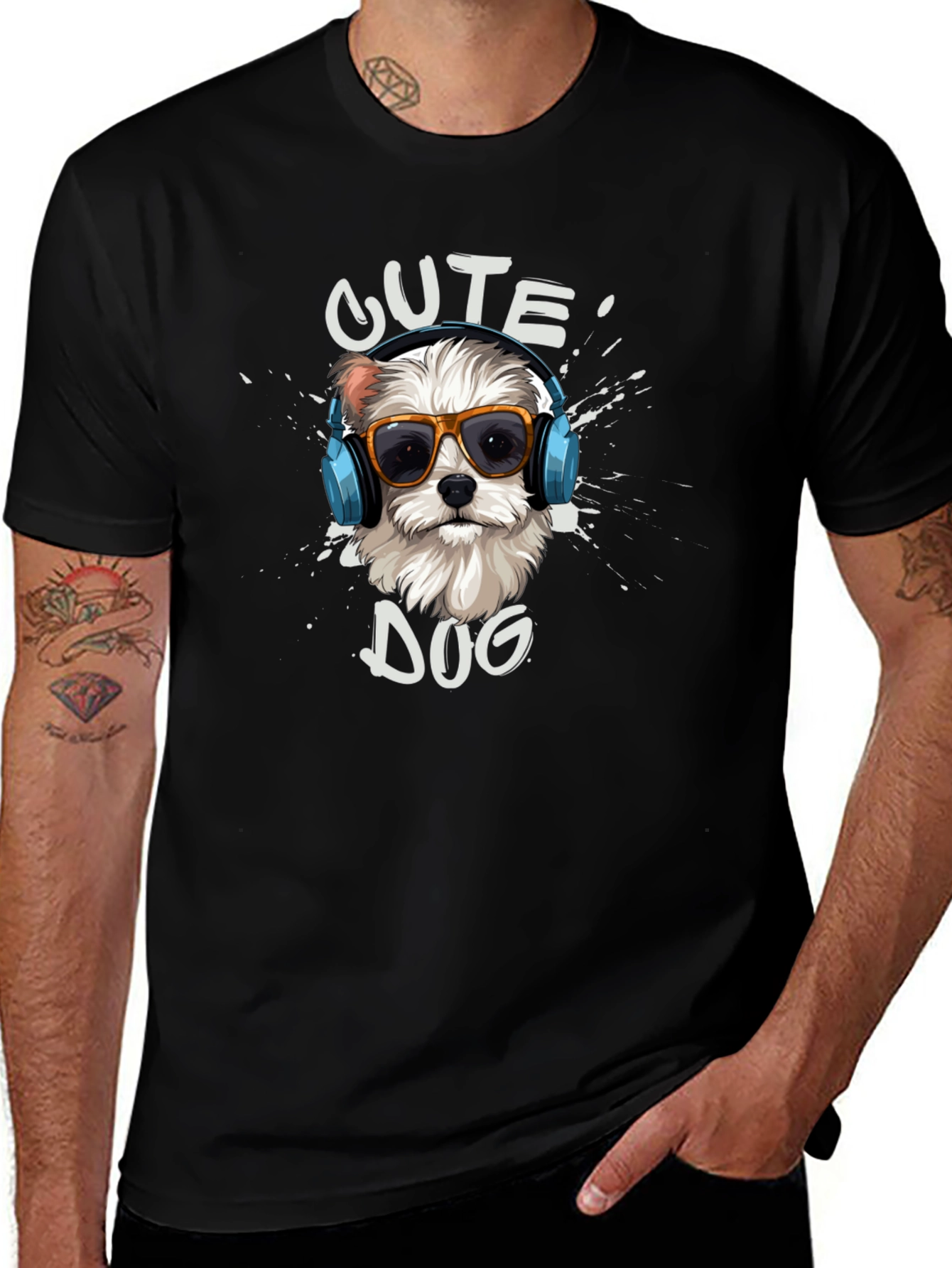 Variant 18 of Cute Dog T-Shirt with Headphones and Sunglasses