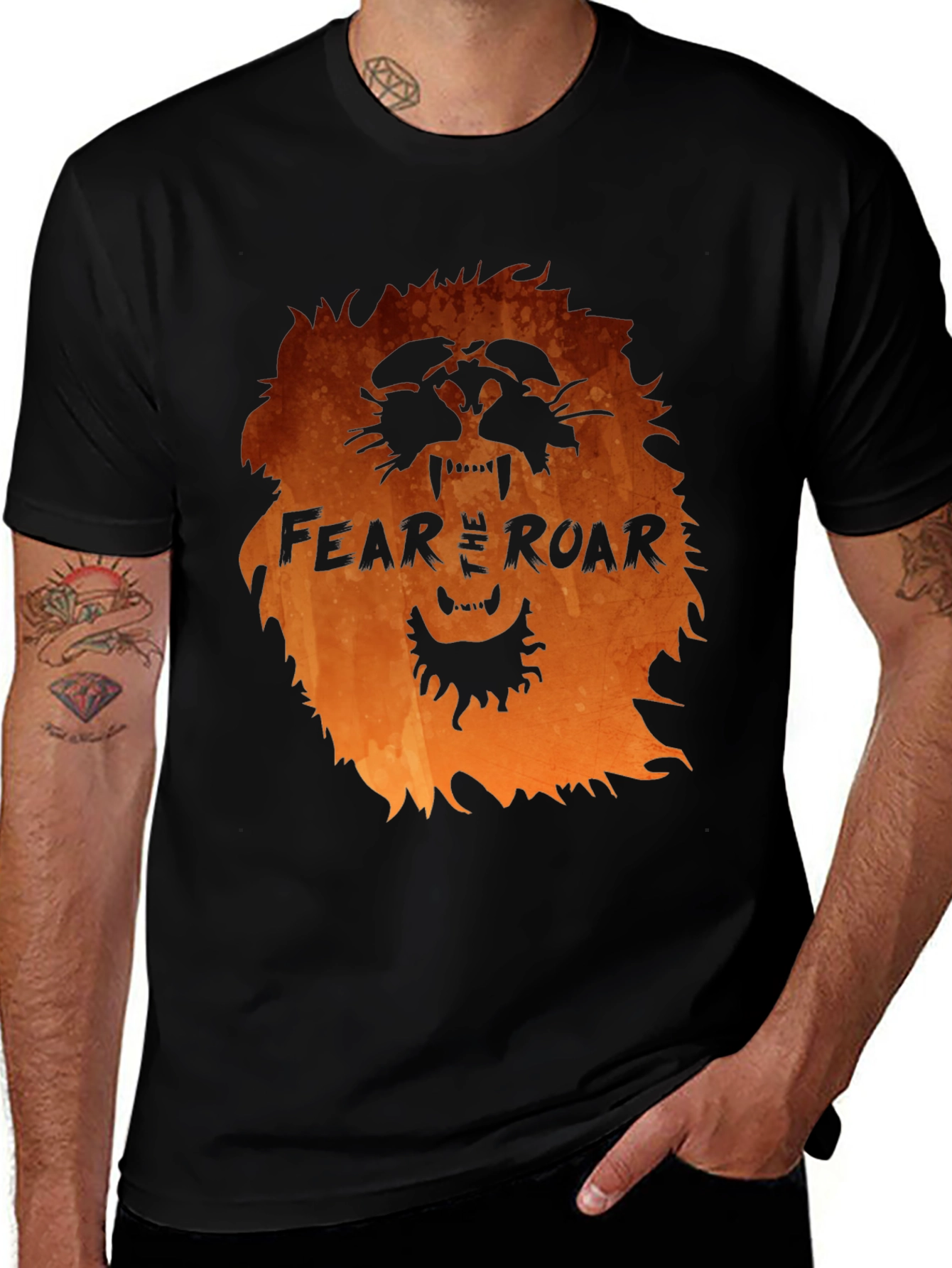 Variant 22 of Fear the Roar Lion Graphic Print Black T-Shirt