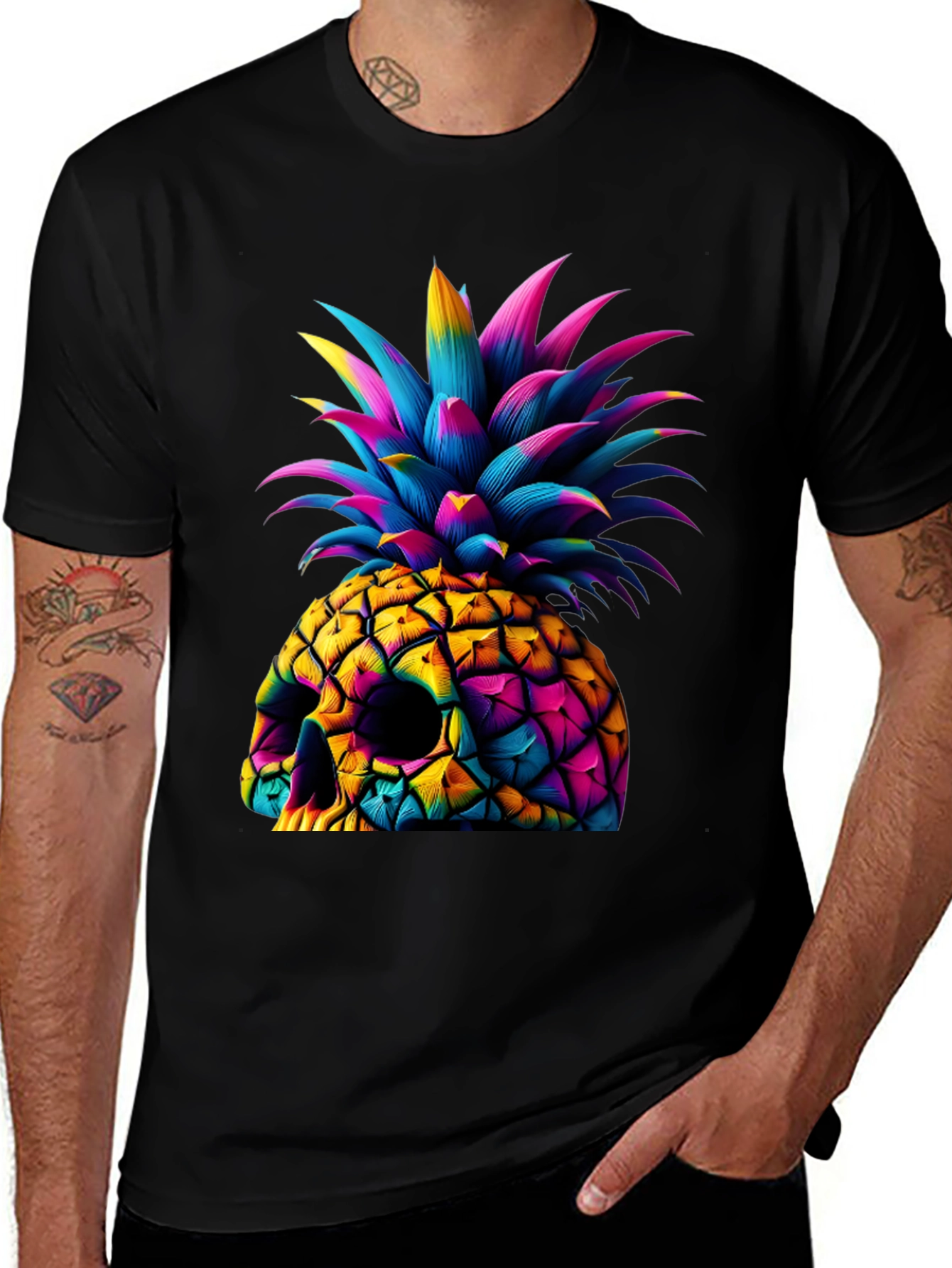 Variant 9 of Skull Pineapple Graphic Tee - Unique Art Design