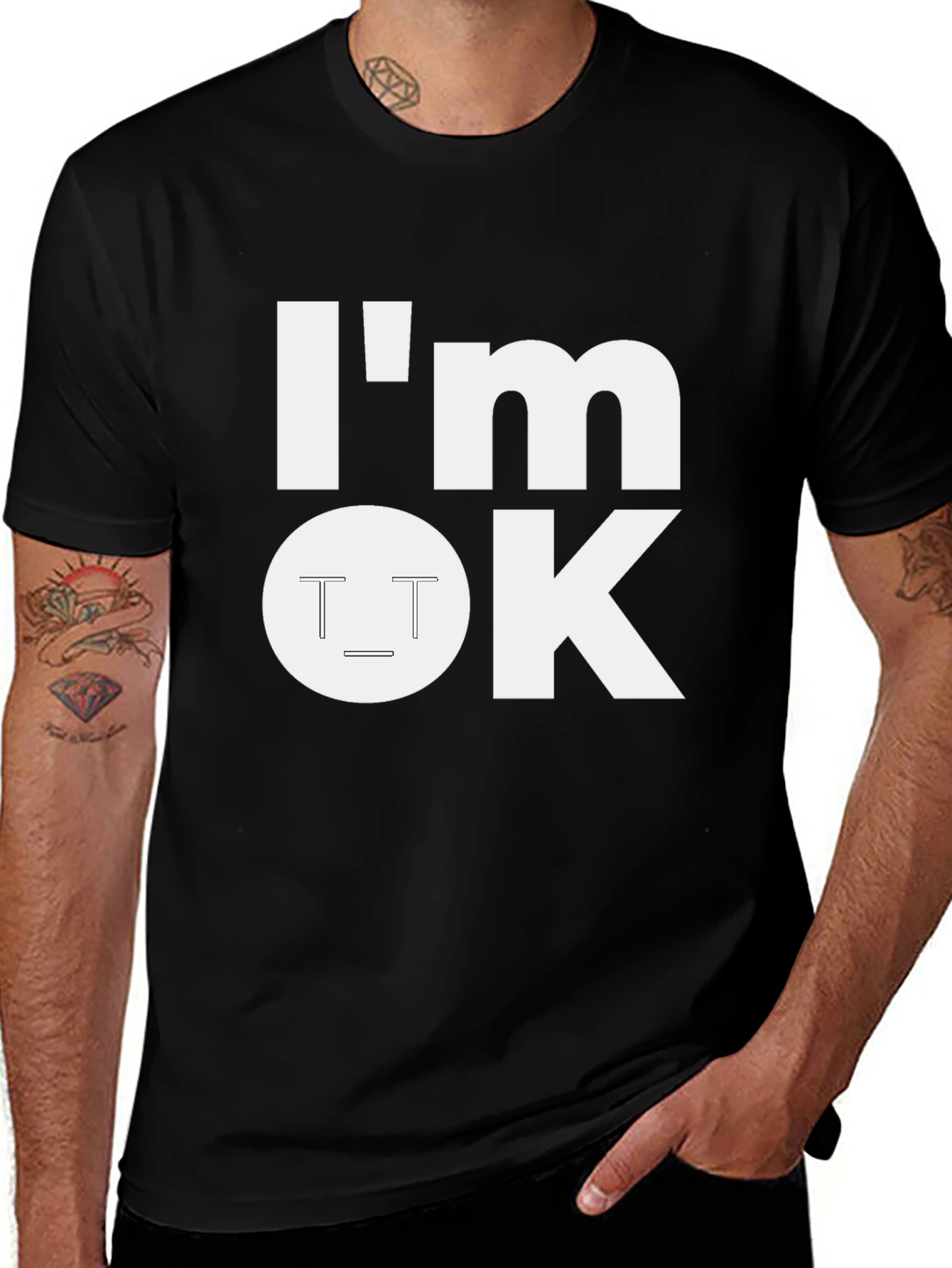 Variant 27 of I'm OK Graphic Tee - Casual Comfort Black T-Shirt
