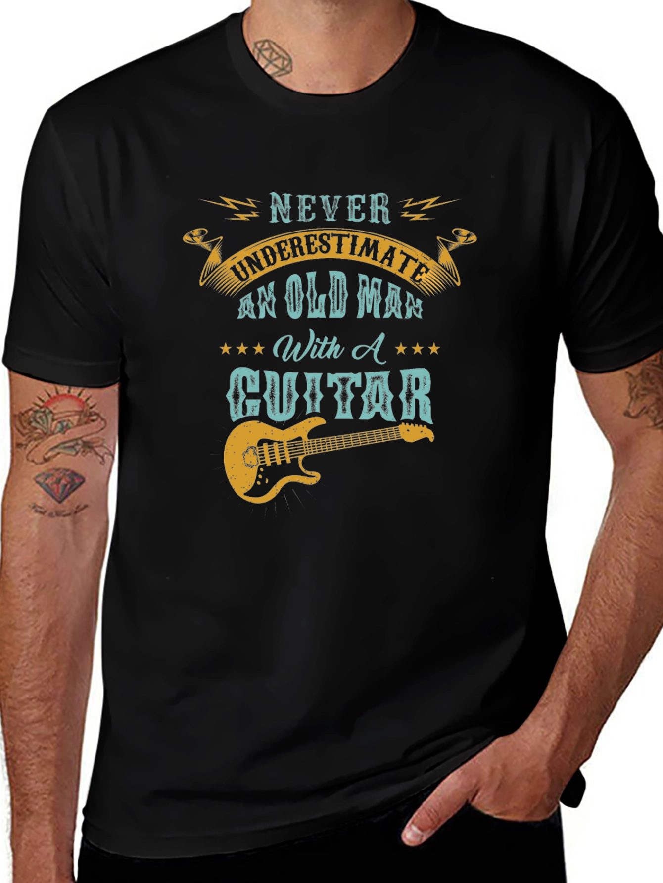 Variant 20 of Never Underestimate Old Man With Guitar T-Shirt