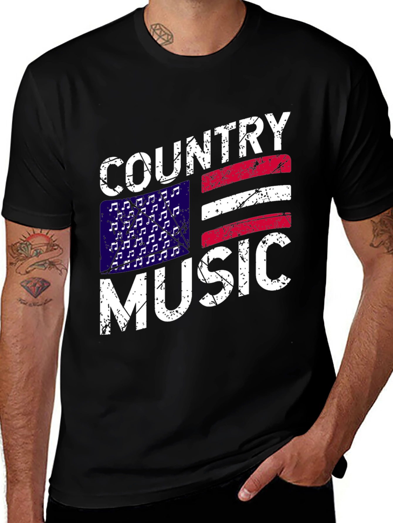 Variant 28 of Country Music American Flag Graphic T-Shirt