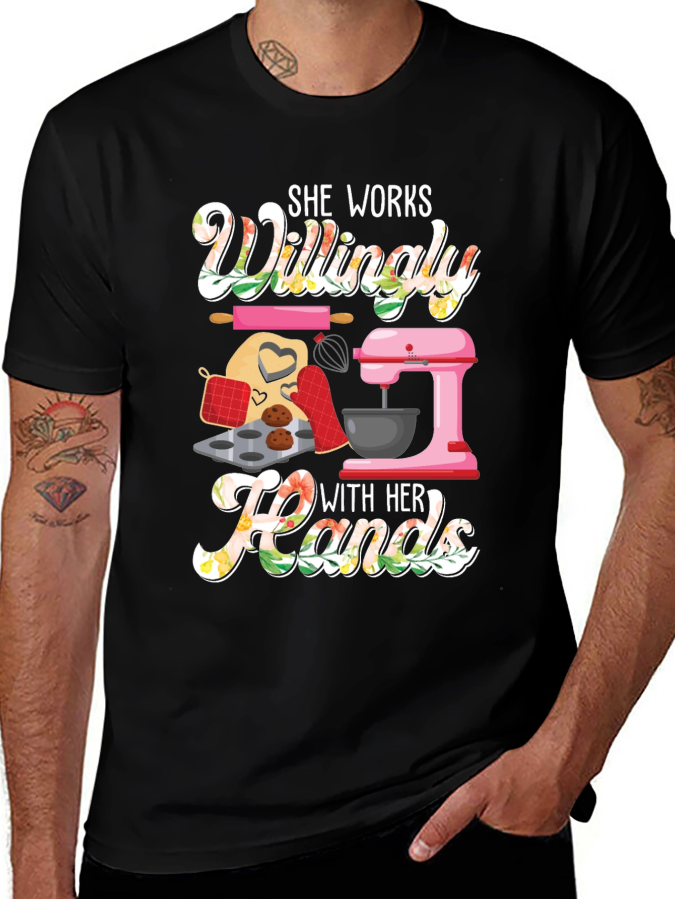 Variant 12 of She Works Willingly T-Shirt - Baking Theme