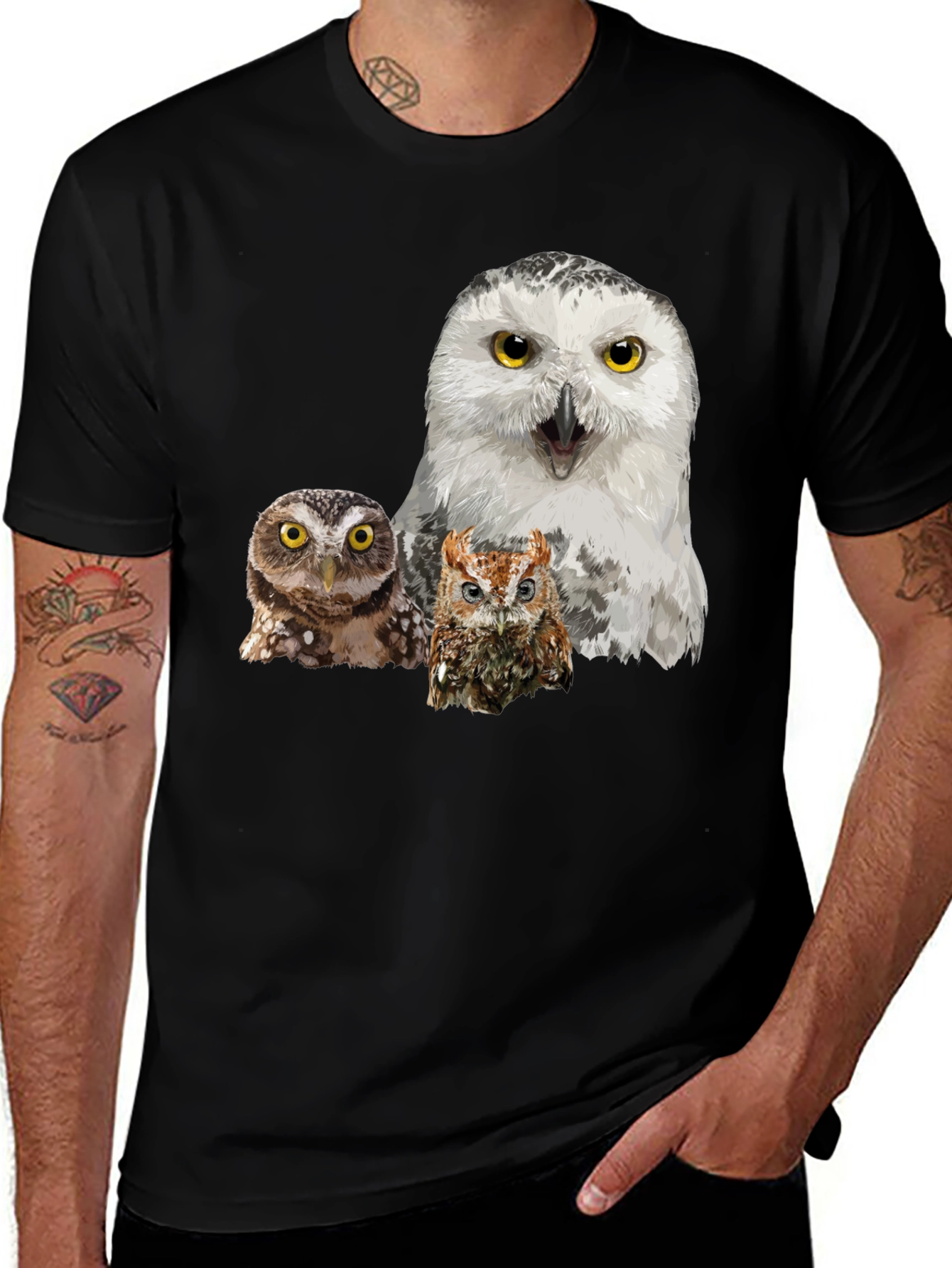 Variant 10 of Owl T-Shirt, Black Cotton Tee