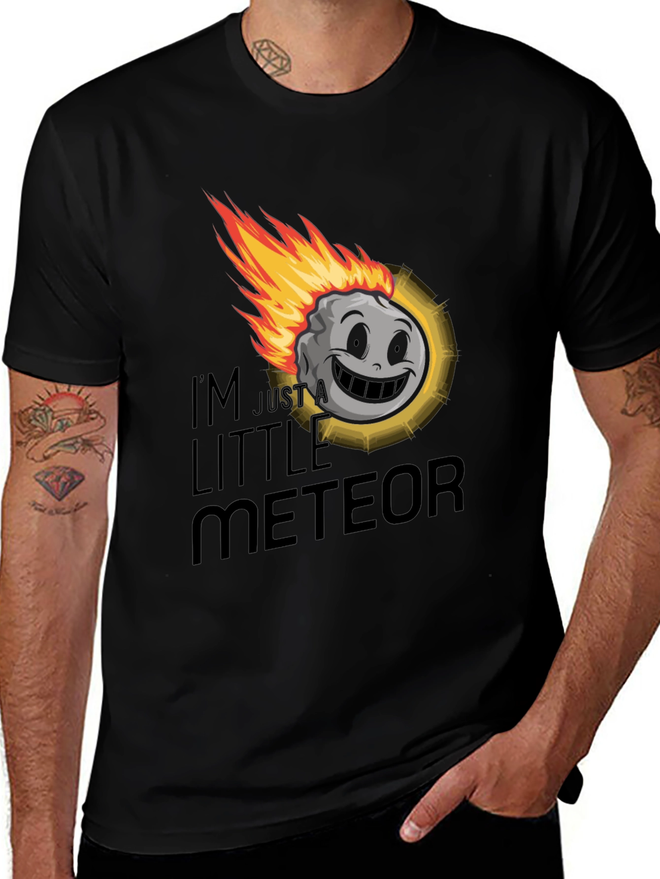 Little Meteor Graphic T-Shirt - Black Cotton Tee