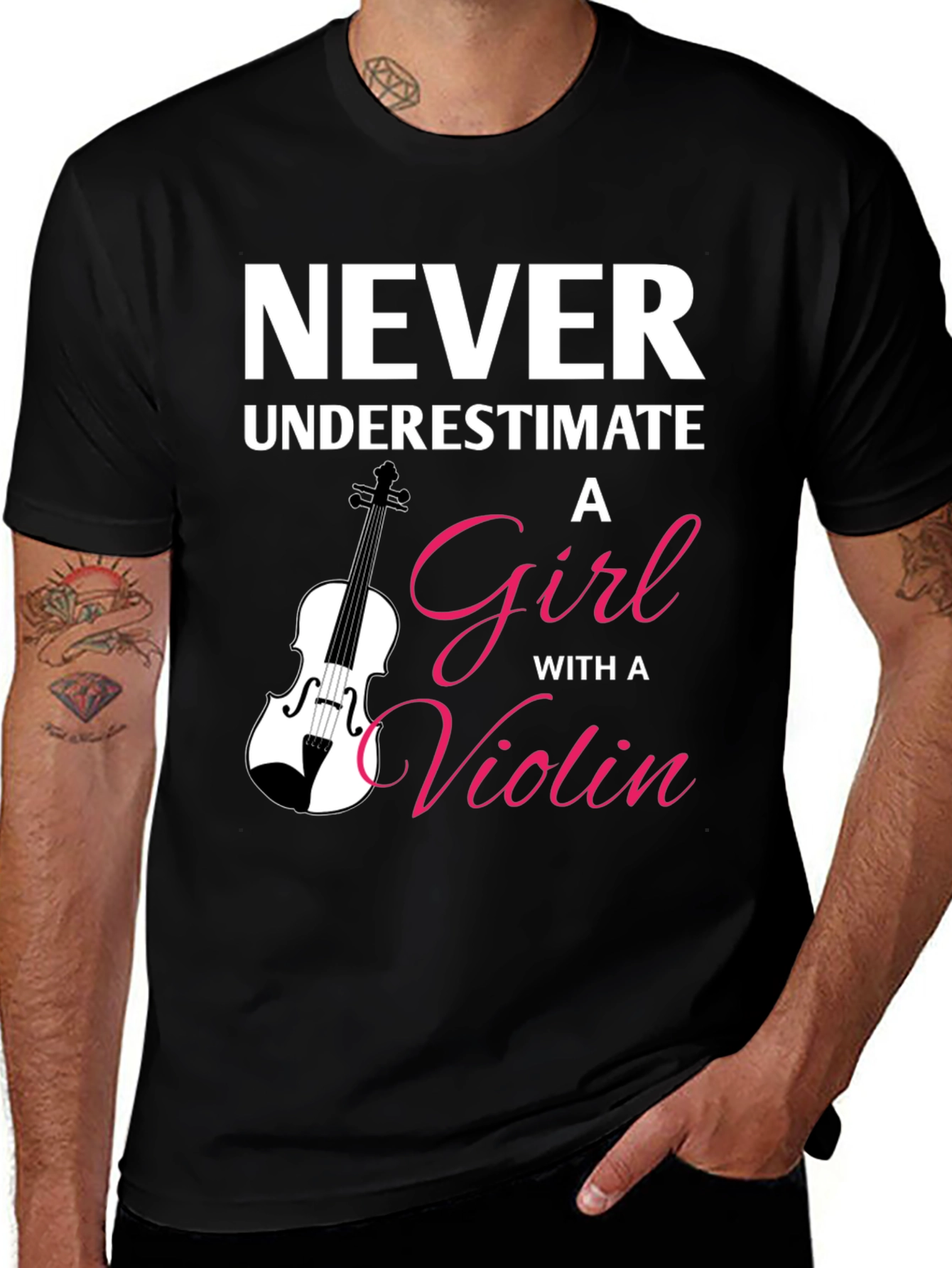 Never Underestimate a Girl with a Violin T-Shirt