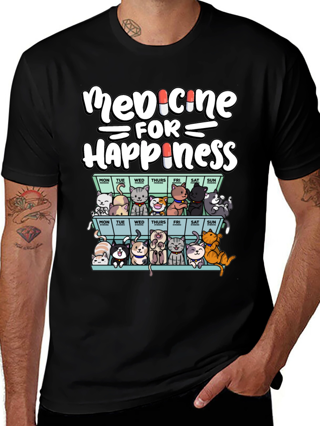 Variant 28 of Medicine for Happiness Cat T-Shirt