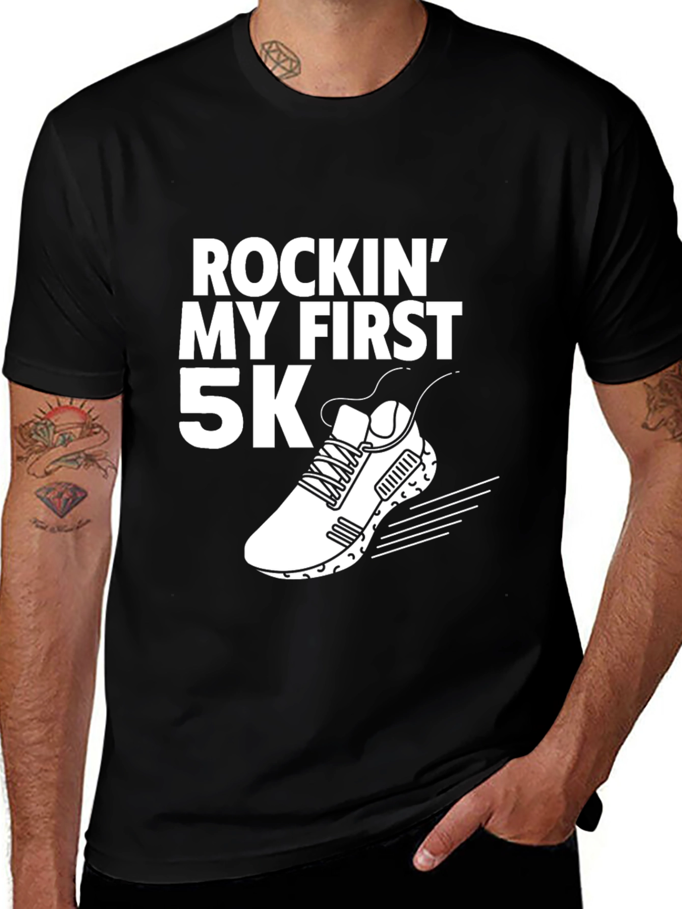 Rockin' My First 5K Black Graphic T-Shirt