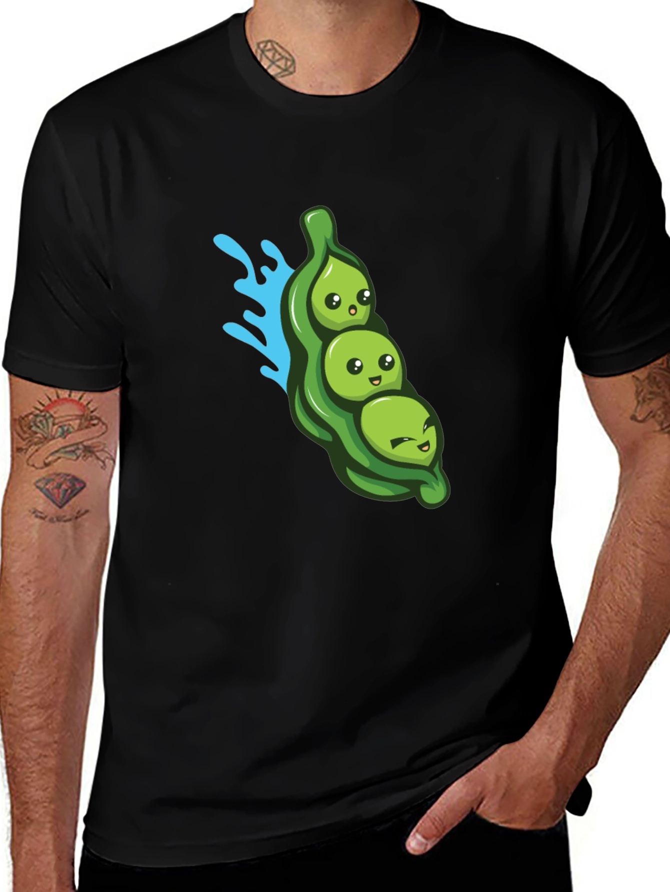 Variant 22 of Funny Peas in a Pod Graphic T-Shirt - Black