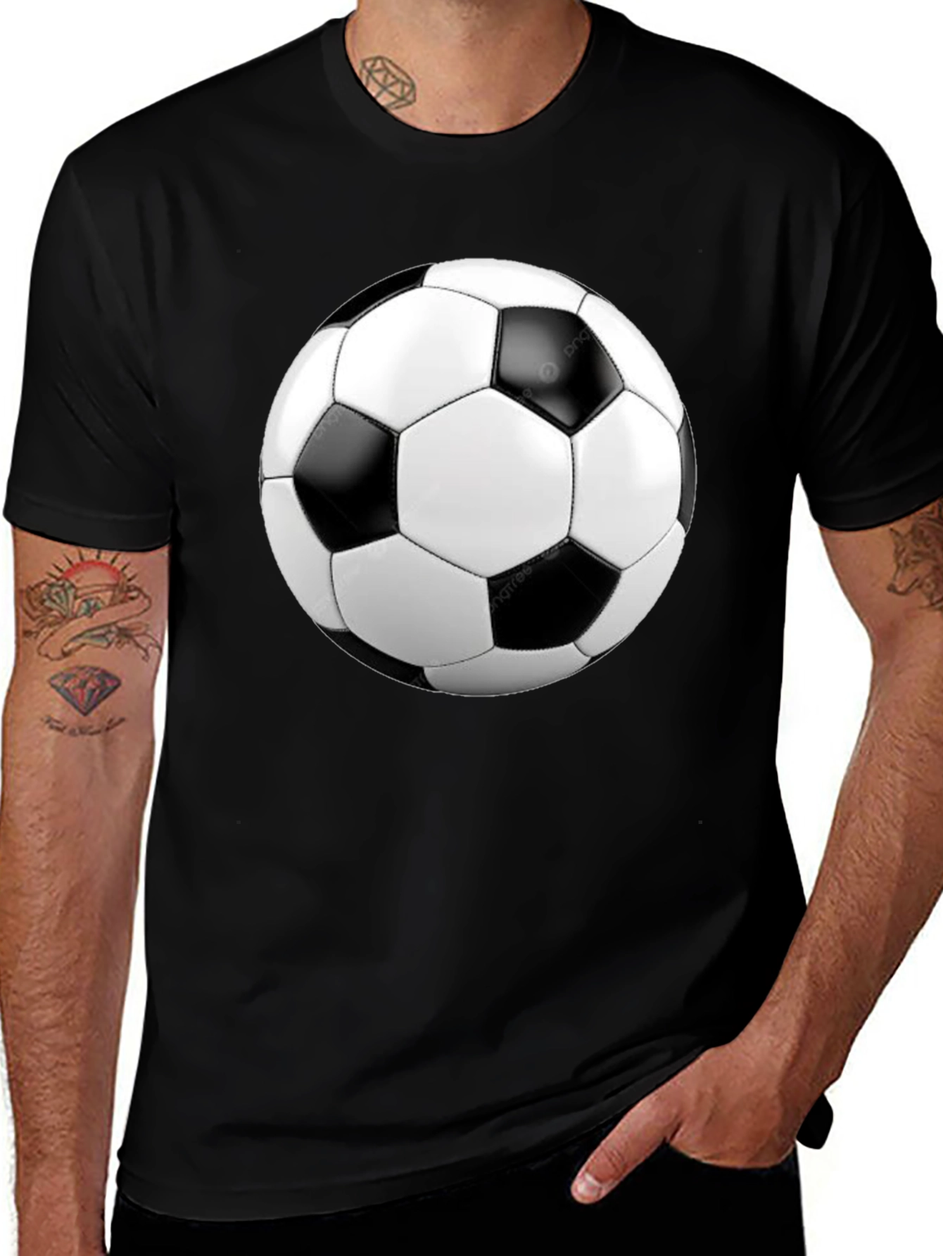 Variant 6 of Soccer Ball Graphic Black T-Shirt