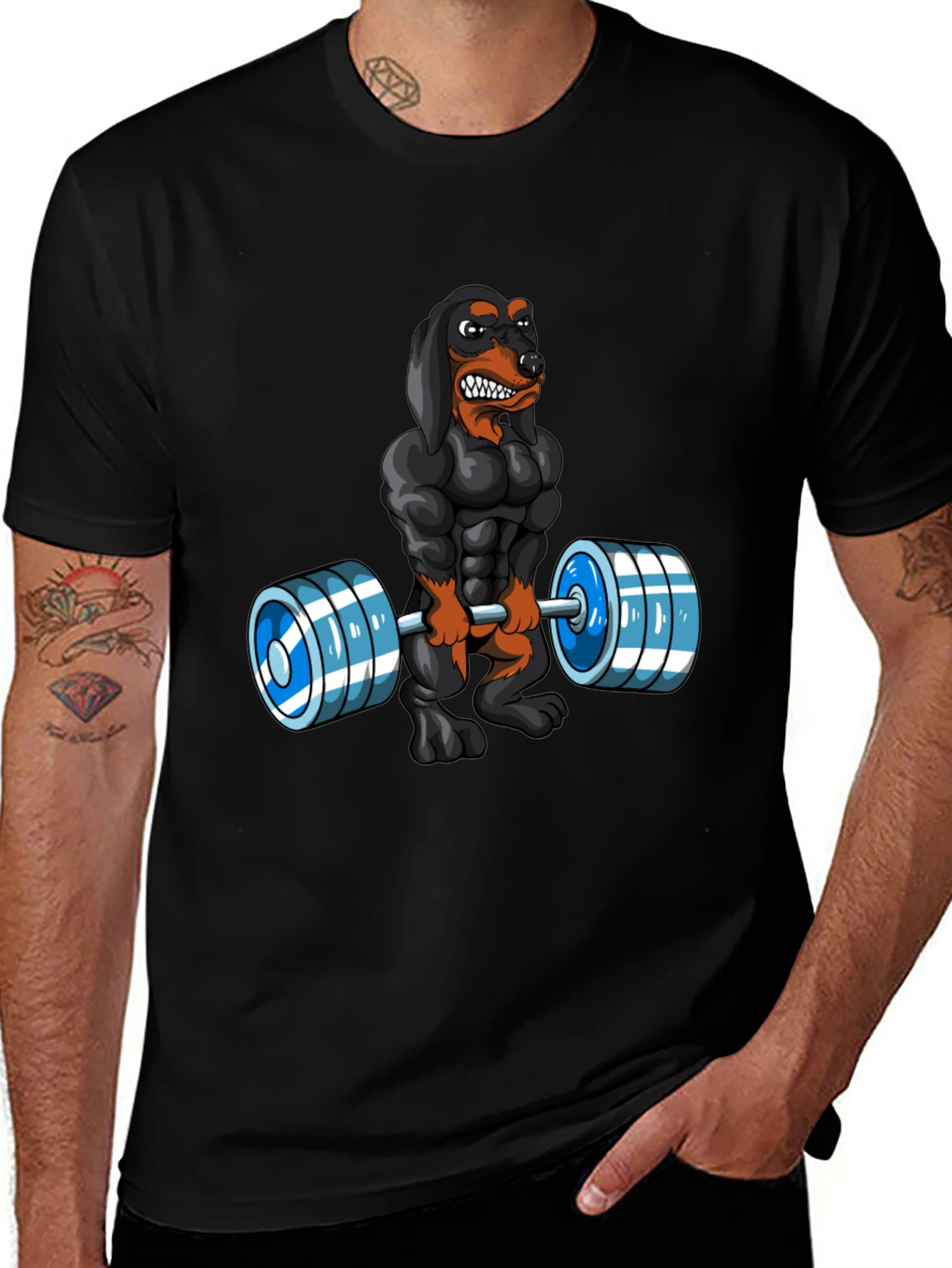 Variant 18 of Weightlifting Dachshund Graphic T-Shirt
