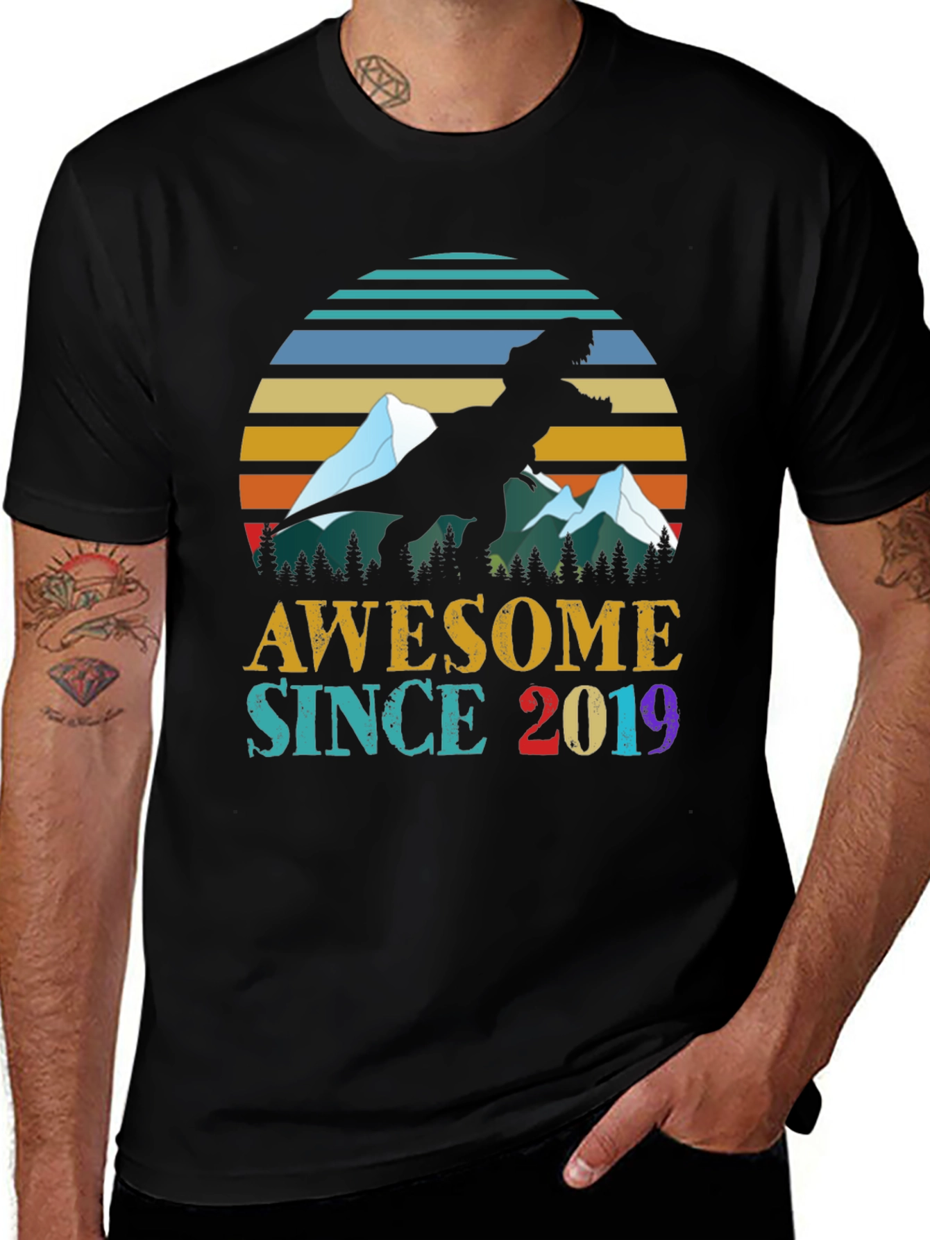 Variant 23 of Awesome Since 2019 Dinosaur Graphic Tee